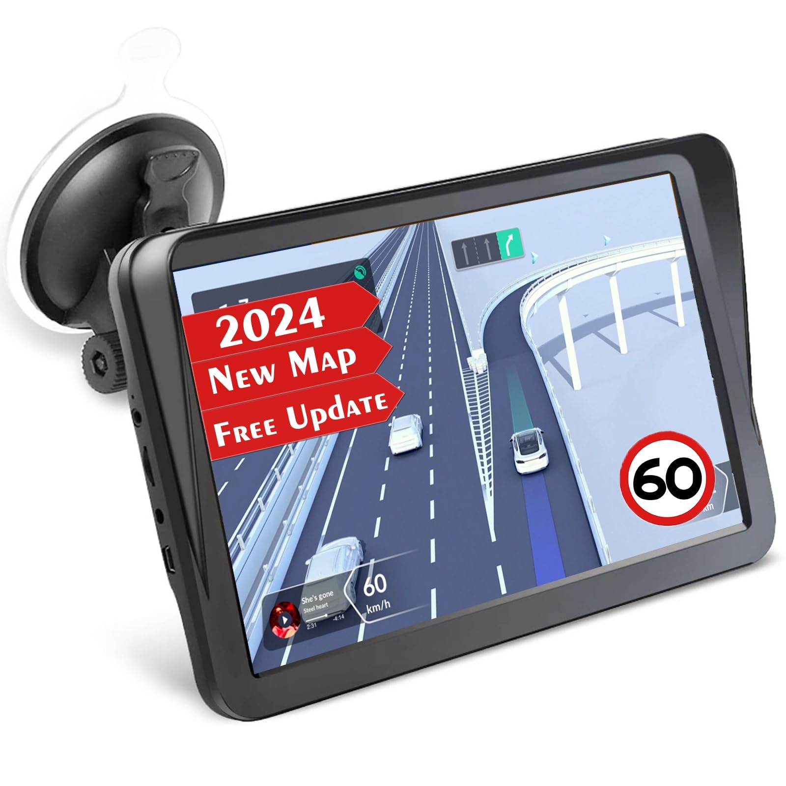Gps Navigation For Car Truck Rv Gps 9 Inchs Touchscreen Navigator With 2024 Us/Ca/Mx Maps, Free Lifetime Map Updates, Trucker Gp