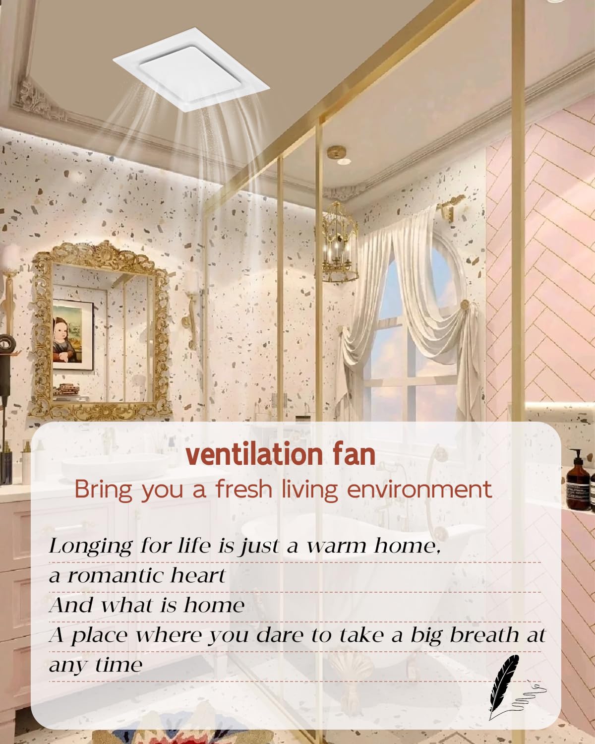 Qnemaei Bathroom Fan, 90Cfm, 1.0 Sone, Quiet, White, Ideal For Hotel, Living Room, 4'' Duct Square