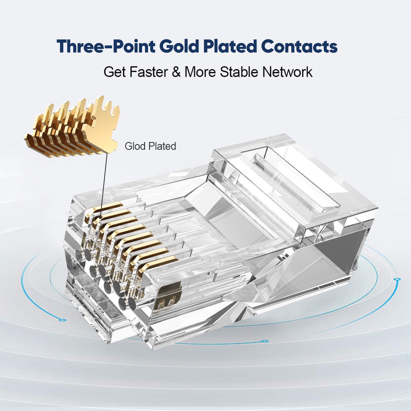 Cablecreation Rj45 Pass Through Connectors, 100 Pack Cat6/Cat5E Gold Plated Modular Plug Unshielded Crimp Connector For Solid Or