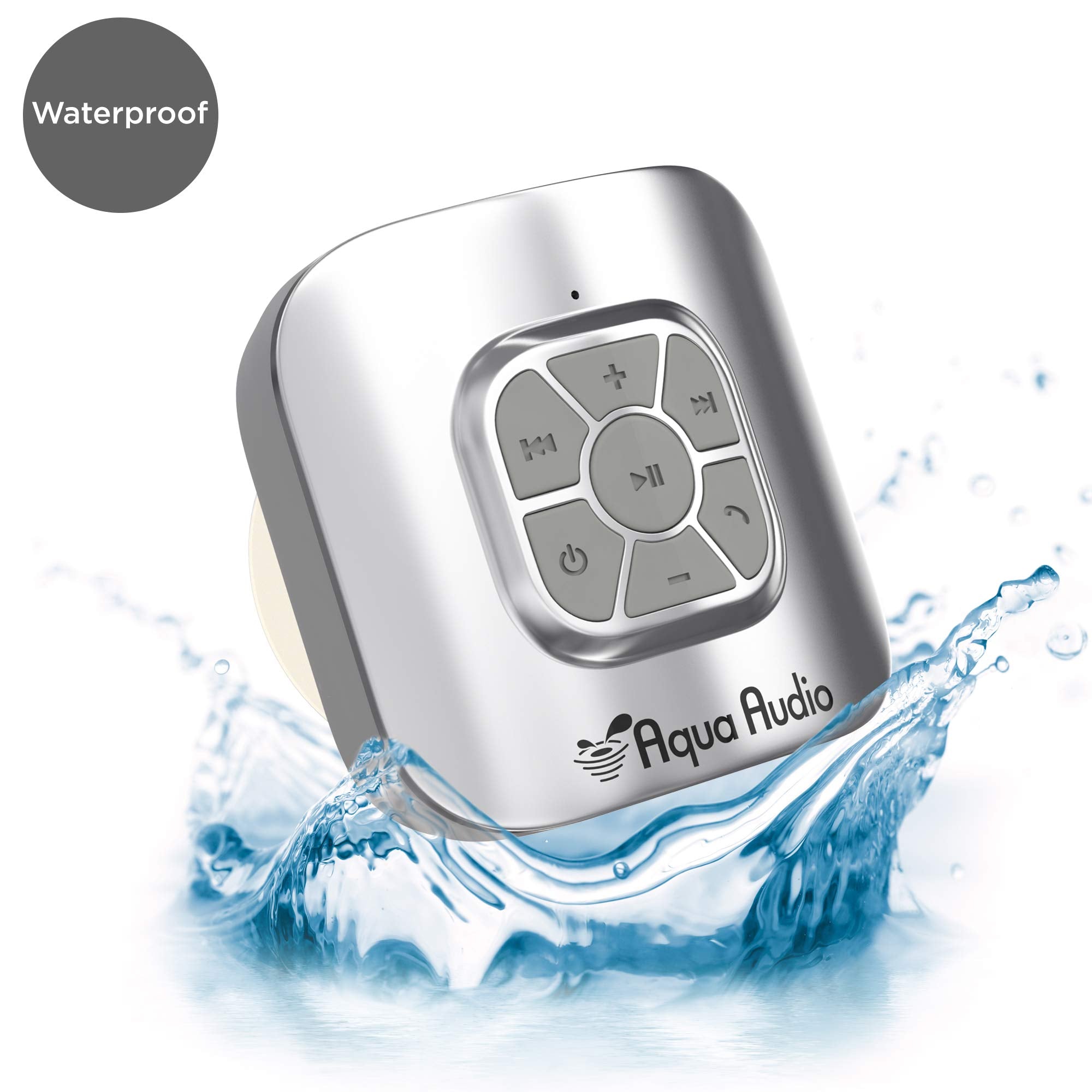 Shower Speaker Bluetooth Waterproof With Suction Cup   10 Hours Playtime/Built In Mic (Silver)