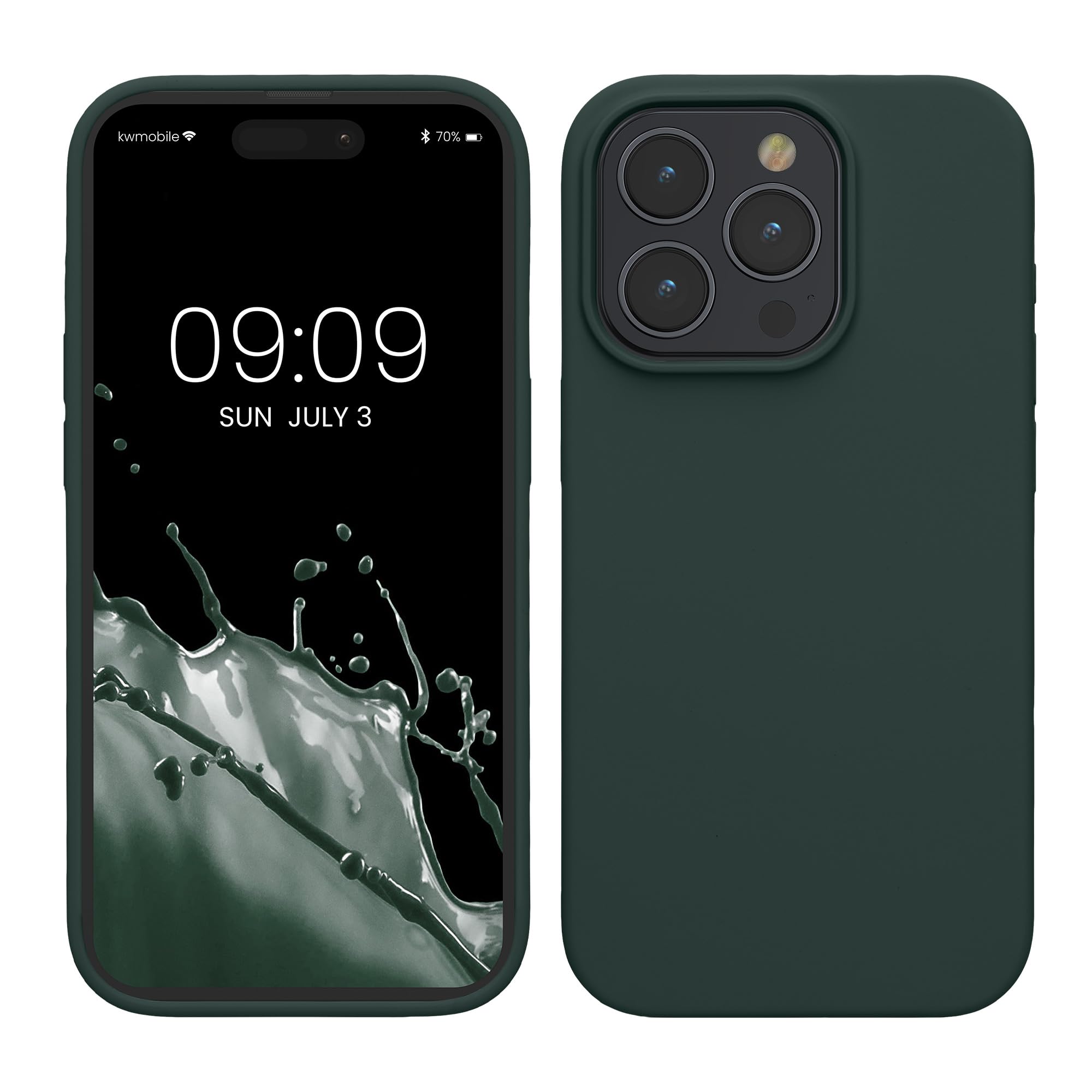 kwmobile Case Compatible with iPhone 15 Pro Max Case - Slim Soft TPU Silicone Cover - Blue Green