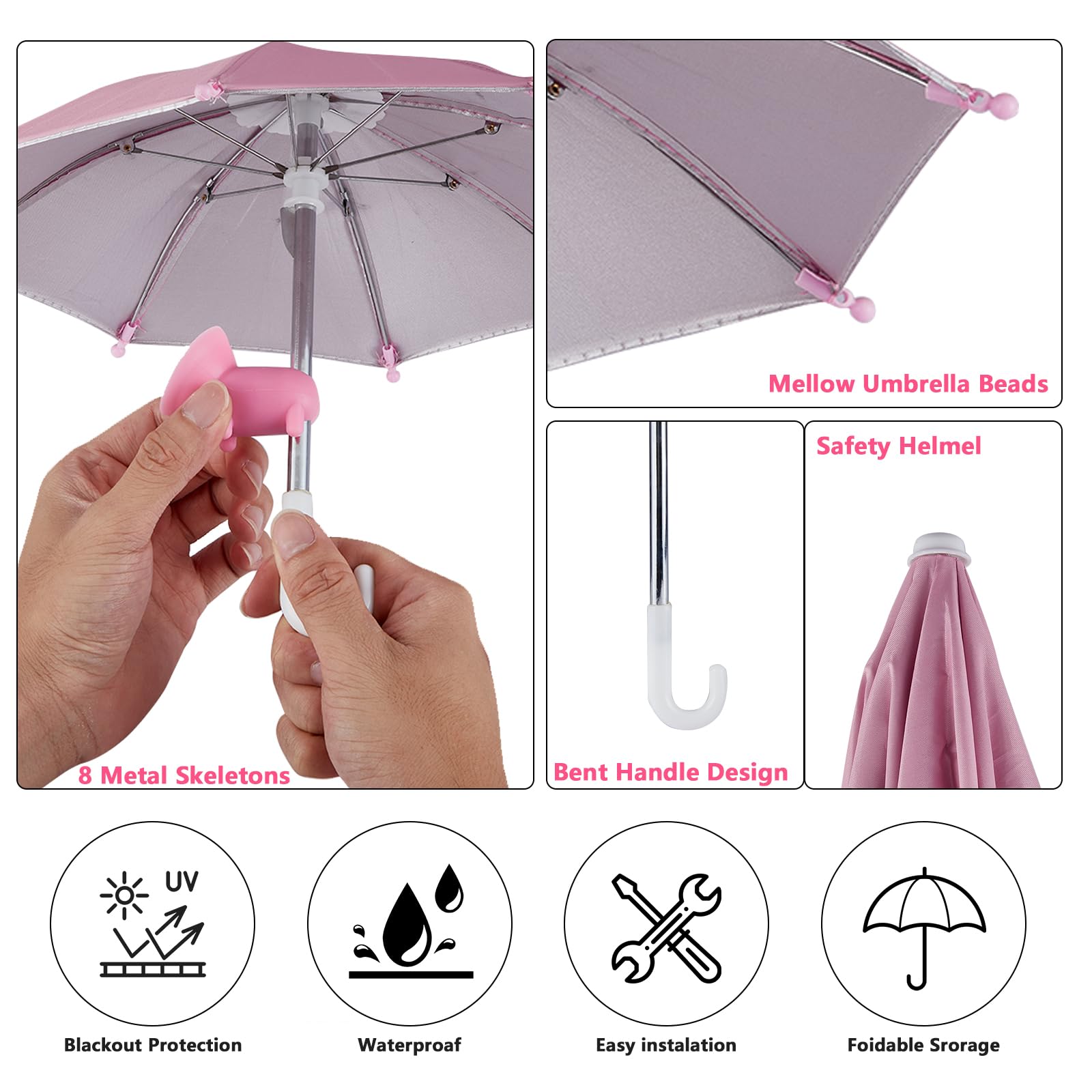 Dmwespe 3Pcs Cell Phone Umbrella For Sun Shade, Universal Adjustable Phone Umbrella Shade With Piggy Suction Cup, Pool Beach Out