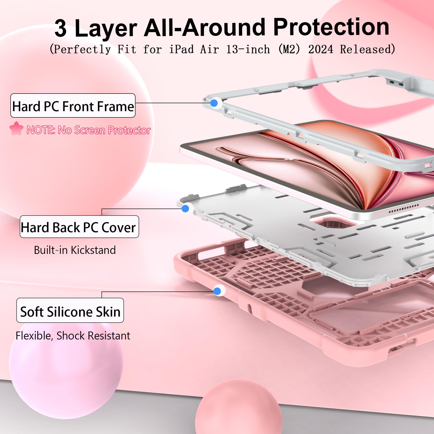 Ccmao For Ipad Air 13 Inch Case (2024), Ipad Air 13 M2 Case With Pencil Holder And Stand, Fully Supports Pencil Pro/Usb C, Heavy