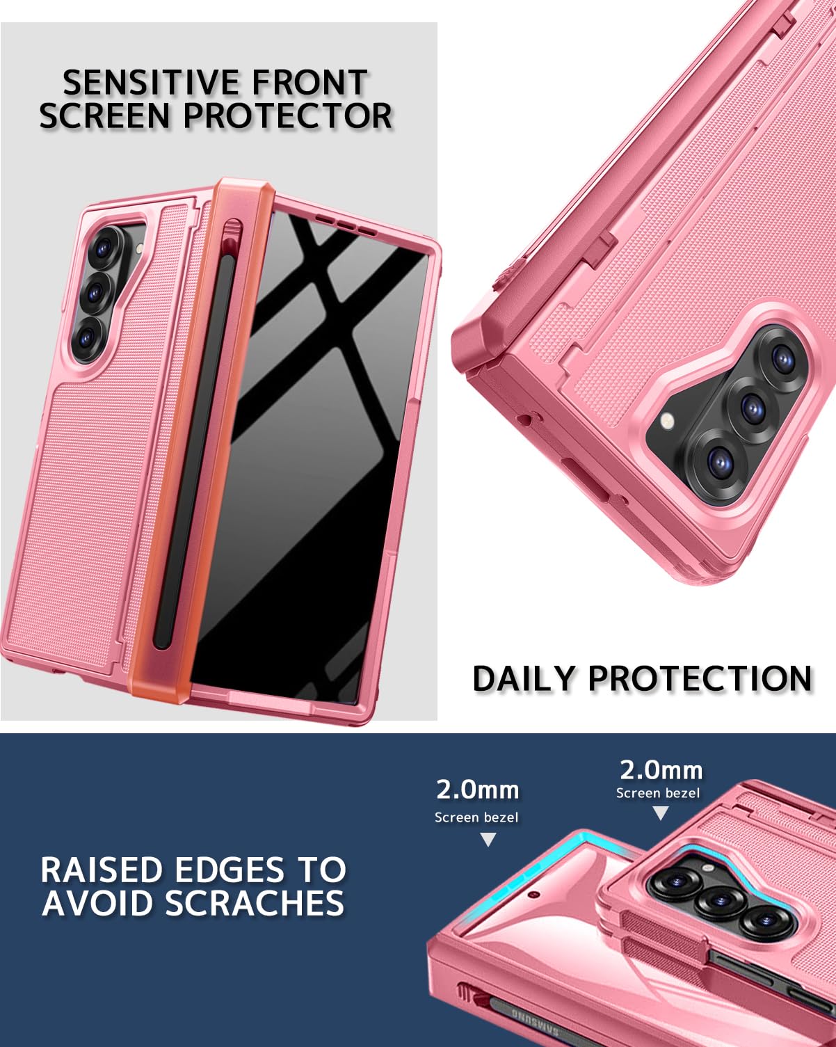 Ninki For Samsung Galaxy Z Fold 7 Case With S Pen Holder & Invisible Kickstand,Built In Privacy Screen Protector And Hinge,Shock