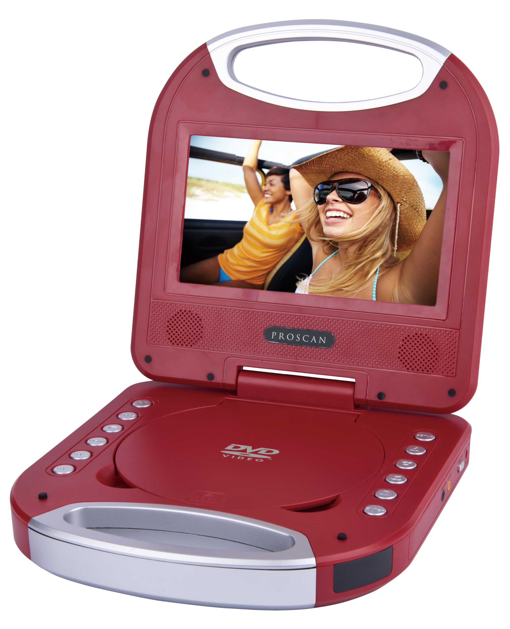 Proscan Elite 7 Inch Portable Dvd Player With Handle, Red