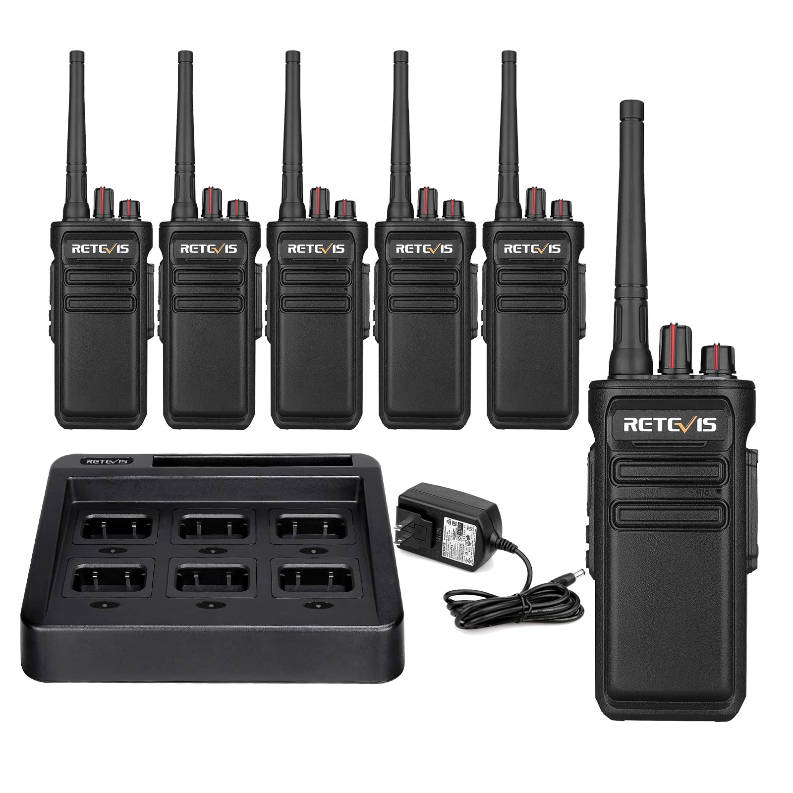 Retevis Rb23 Walkie Talkie, Ip67 Waterproof, 5 Watt Power, Gmrs Two Way Radio, Long Range Adult Walkie Talkie, Ctcss, With 6 Way Multi Channel Charger For Business Security Patrol Church(6 Pack)