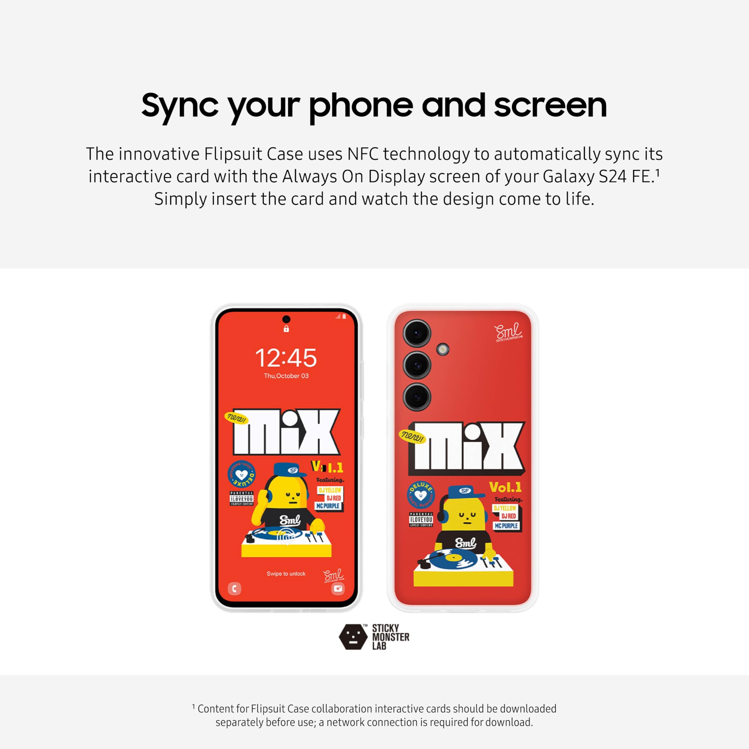 Samsung Galaxy S24 Fe Flipsuit Phone Case, Included Interactive Card Syncs With Screen, Customize For Different Display Designs,