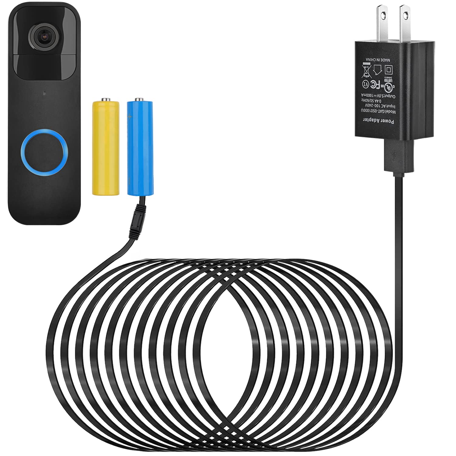 Alertcam Power Adapter For Blink Video Doorbell (Replace Battery), Doorbell Transformer With 16.4Ft/5M Weatherproof Cable Contin