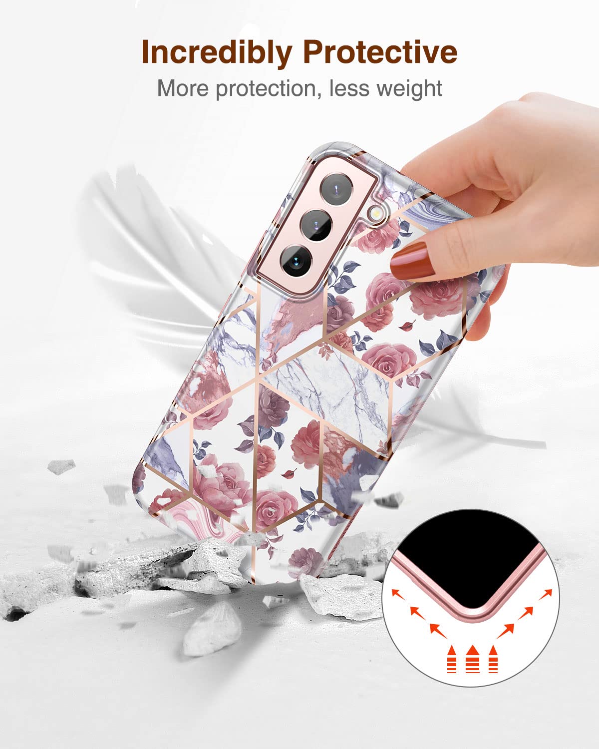 Suritch For Samsung Galaxy S22 Plus Case, [Built In Screen Protector] Full Body Protection Shockproof Rugged Bumper Slim Soft Si