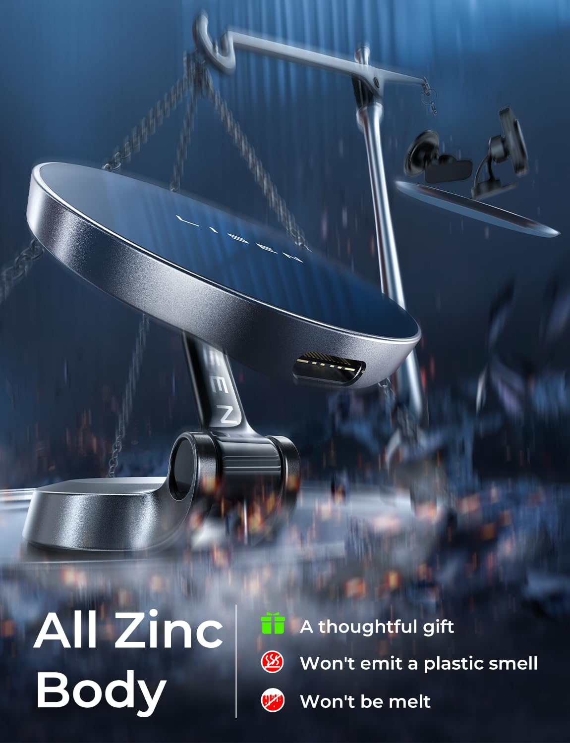 Lisen For Magsafe Car Charger, 15W Ultra Magnetic Car Phone Holder, For Magsafe Car Mount Charger Metal Dashboard Cell Phone Car