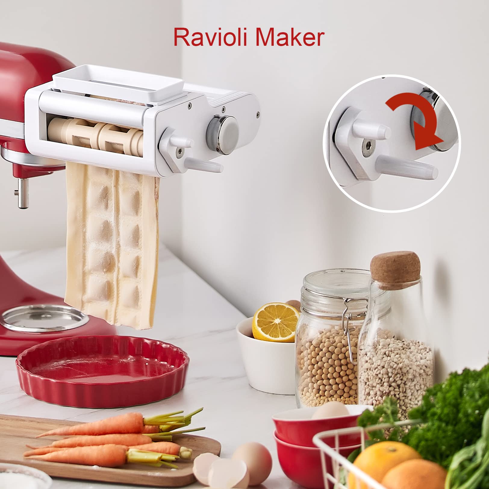 Antree 3 In 1 Pasta Attachment & Ravioli Attachment For Kitchenaid Stand Mixers, Pasta Maker Accessories Included Pasta Sheet Ro