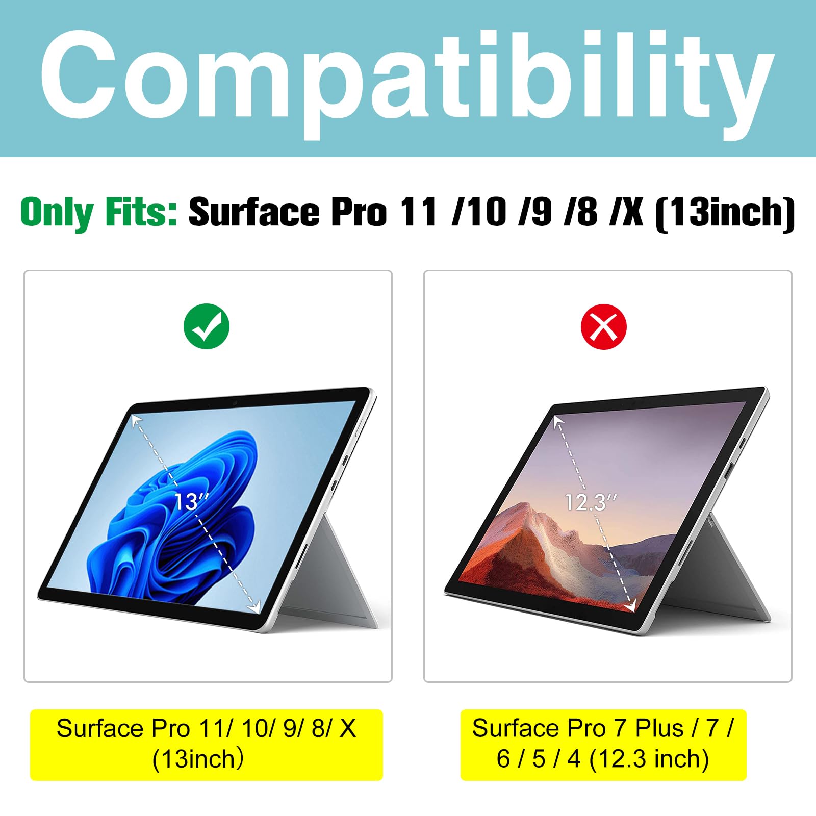 Procase 2 Pack Surface Pro 9 2022 / Surface Pro 8 2021 / Surface Pro X (2021&2019) 13 Inch Screen Protector, 9H Ultra Thin Tempe