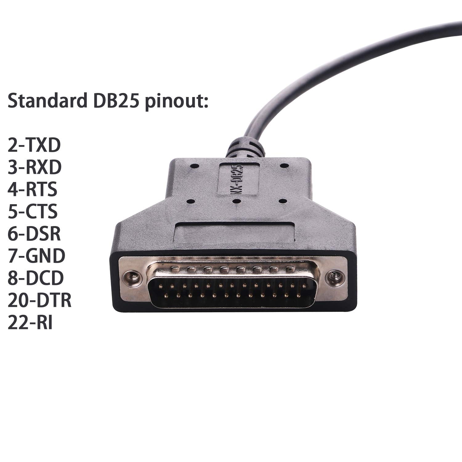 5Ft Usb To Rs232 Db25 Serial Adapter Cable For Barcoder Printer Scanner, Cp2102 Chip Inside
