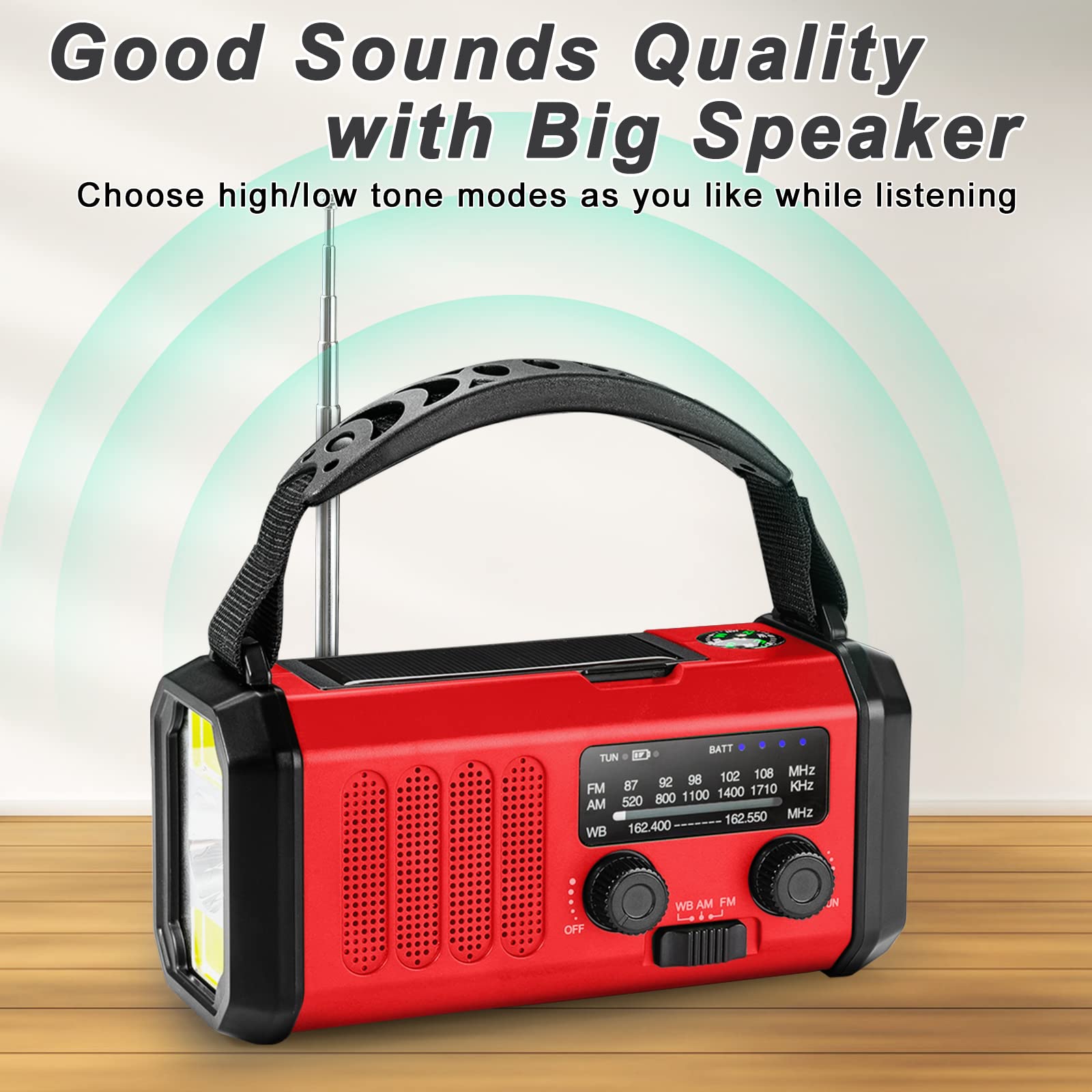 Emergency Radio,10000Mah Solar Radio, Hand Crank Radio, Noaa/Am/Fm Weather Radio, Usb Type C Charging,Dynamo Radio,Polymer Batte