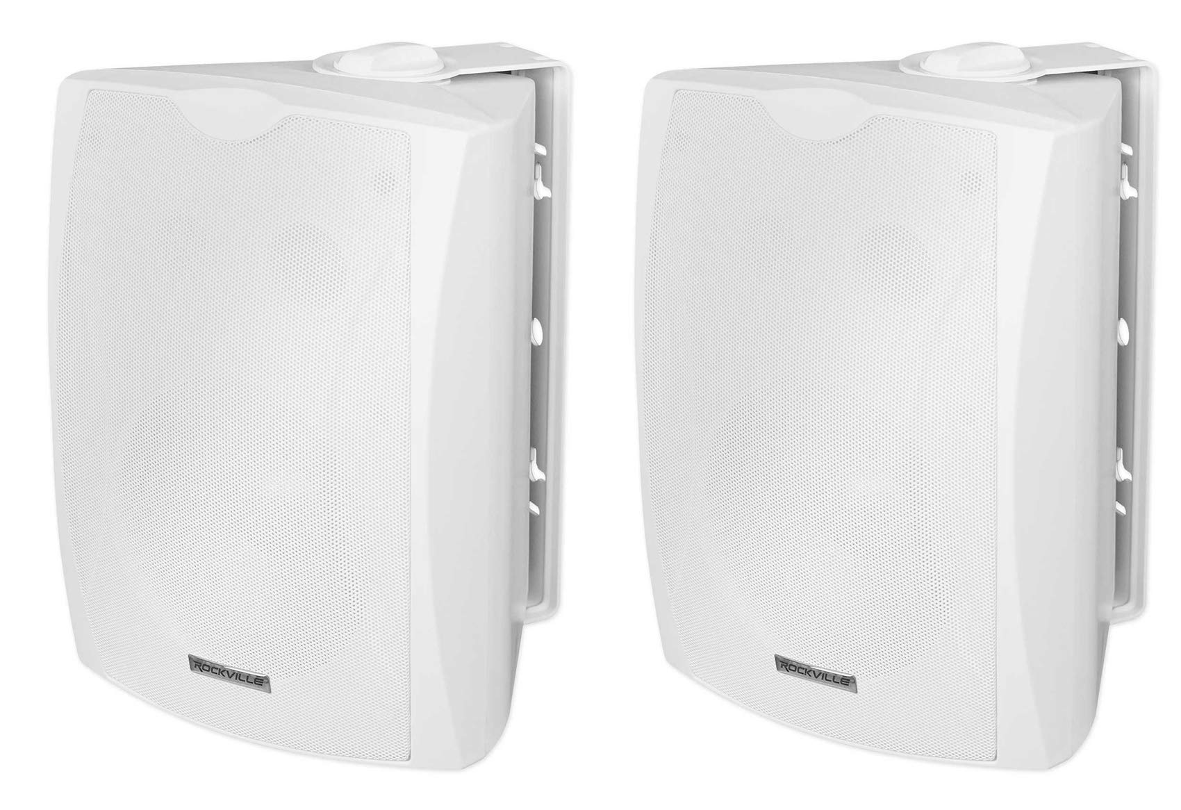 Rockville WET-6W 70V/100V 6.5 IPX55 Commercial Indoor/Outdoor Wall Speakers, White, Swivel Brackets, Transformer Tap Selectable,
