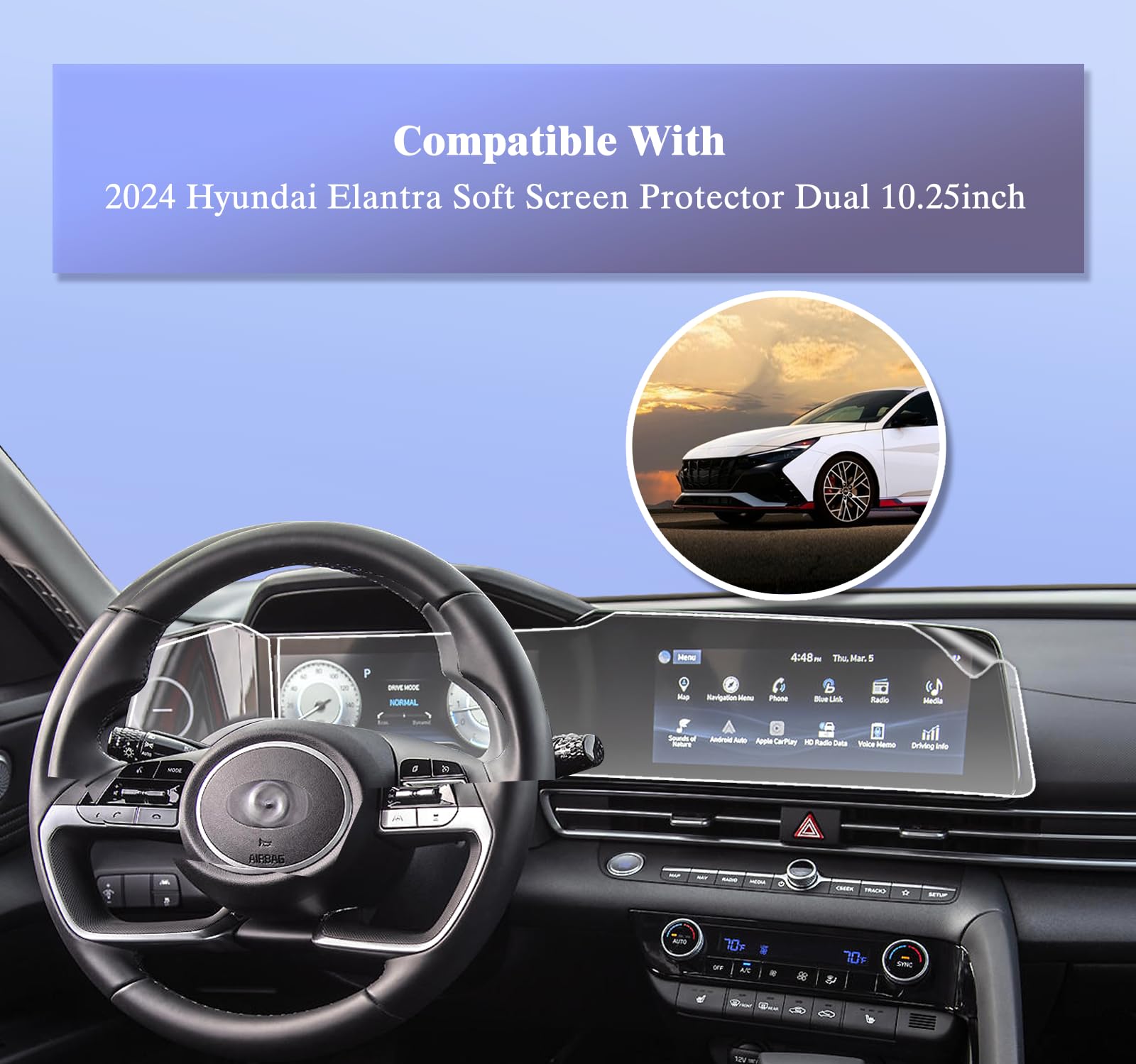 Ufgdsha 2 Pack For 2024 Elantra Screen Protector For 2021 2022 2023 2024 Hyundai Elantra Accessories 2023 Elantra N Limited Scre