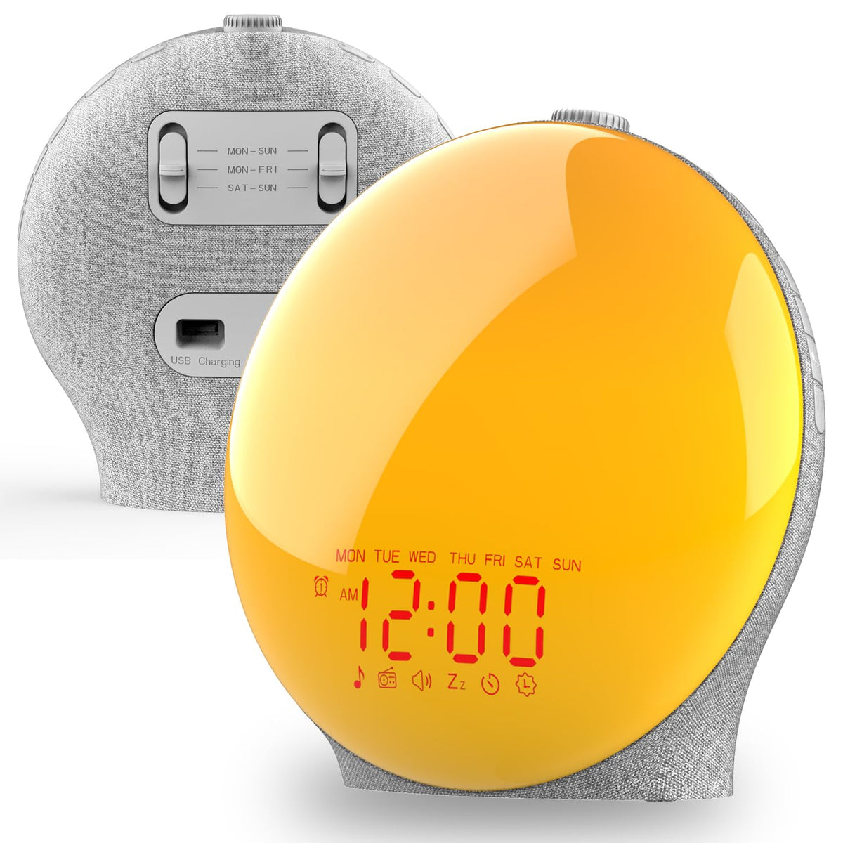 Sunrise Alarm Clock For Kids With Sunrise Simulation, Dual Alarms, Fm Radio   Light Gray
