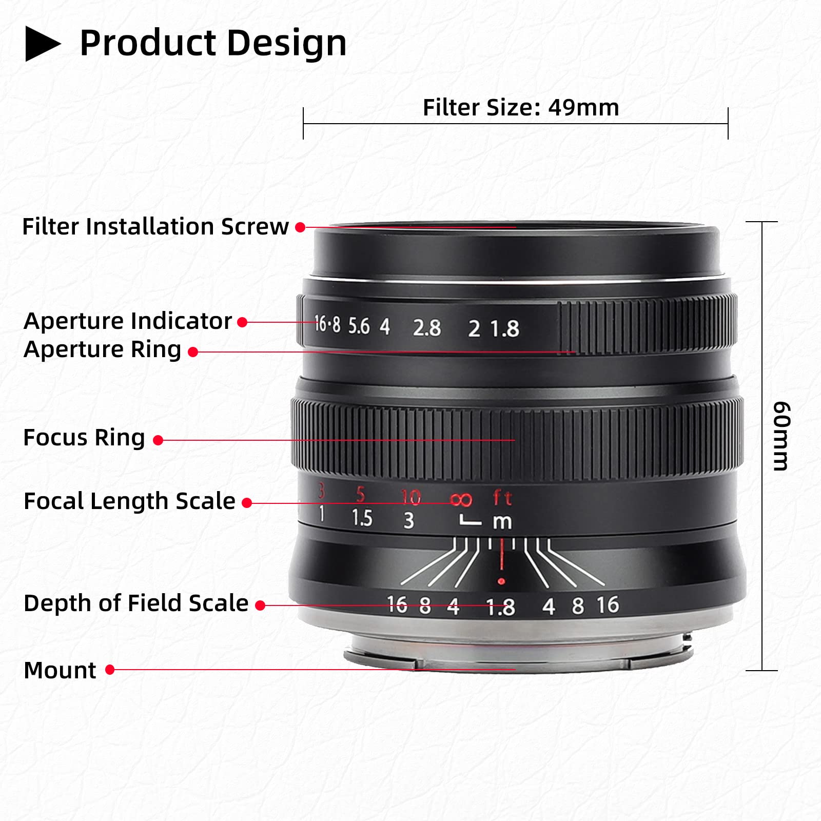 Brightin Star 55Mm F1.8 Full Frame Manual Focus For Sony E Mount Mirrorless Cameras, Large Aperture Standard Fixed Lens, Fit For
