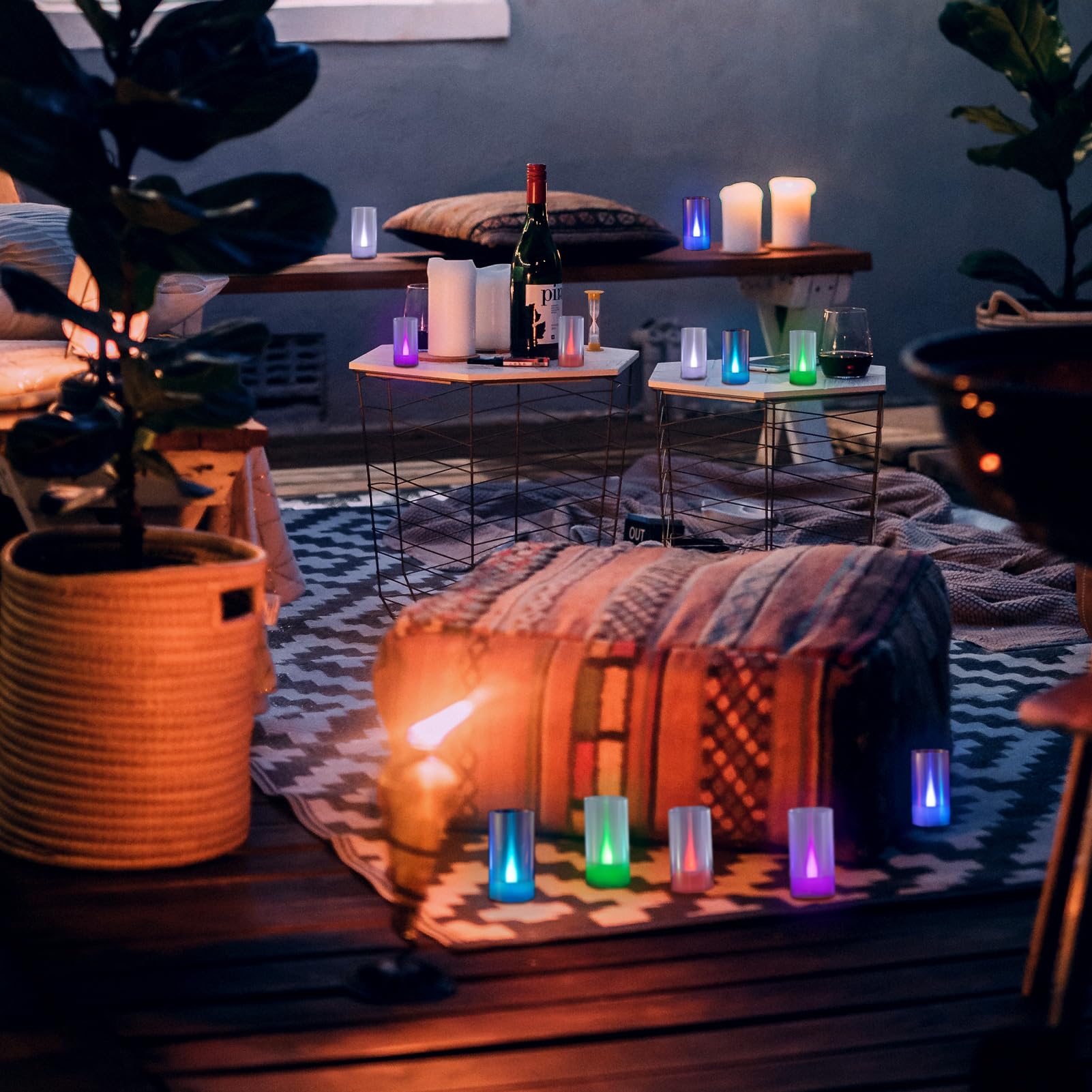 Lanker Flameless Candles, Battery Operated Led Pillar Candles, D1.5 X H3 Inch, Romantic 7 Color Changing Long Flame Effect, Set