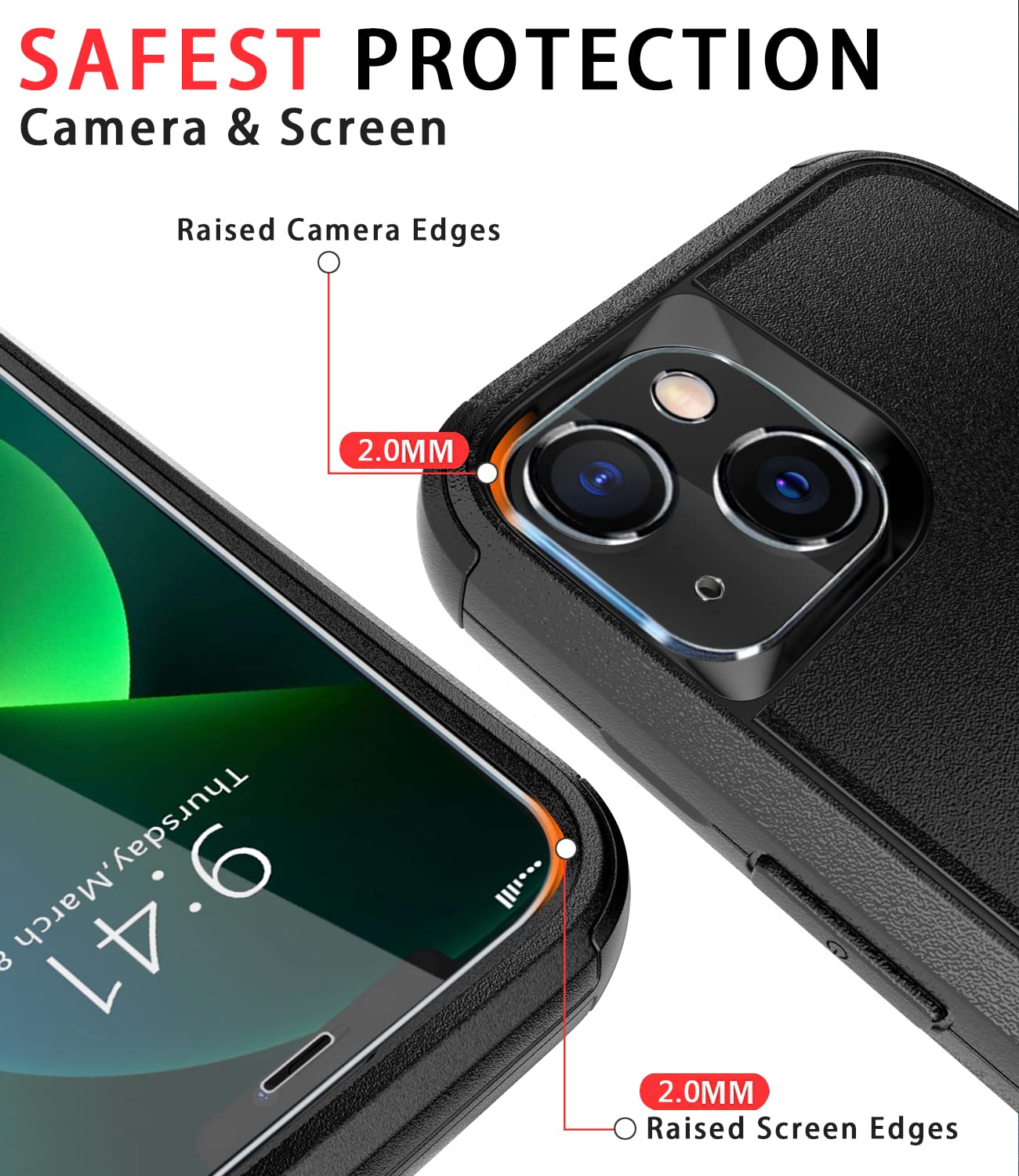 Diverbox For Iphone 13 Case [Shockproof] [Dropproof] [Tempered Glass Screen Protector + Camera Lens Protector],Heavy Duty Protec