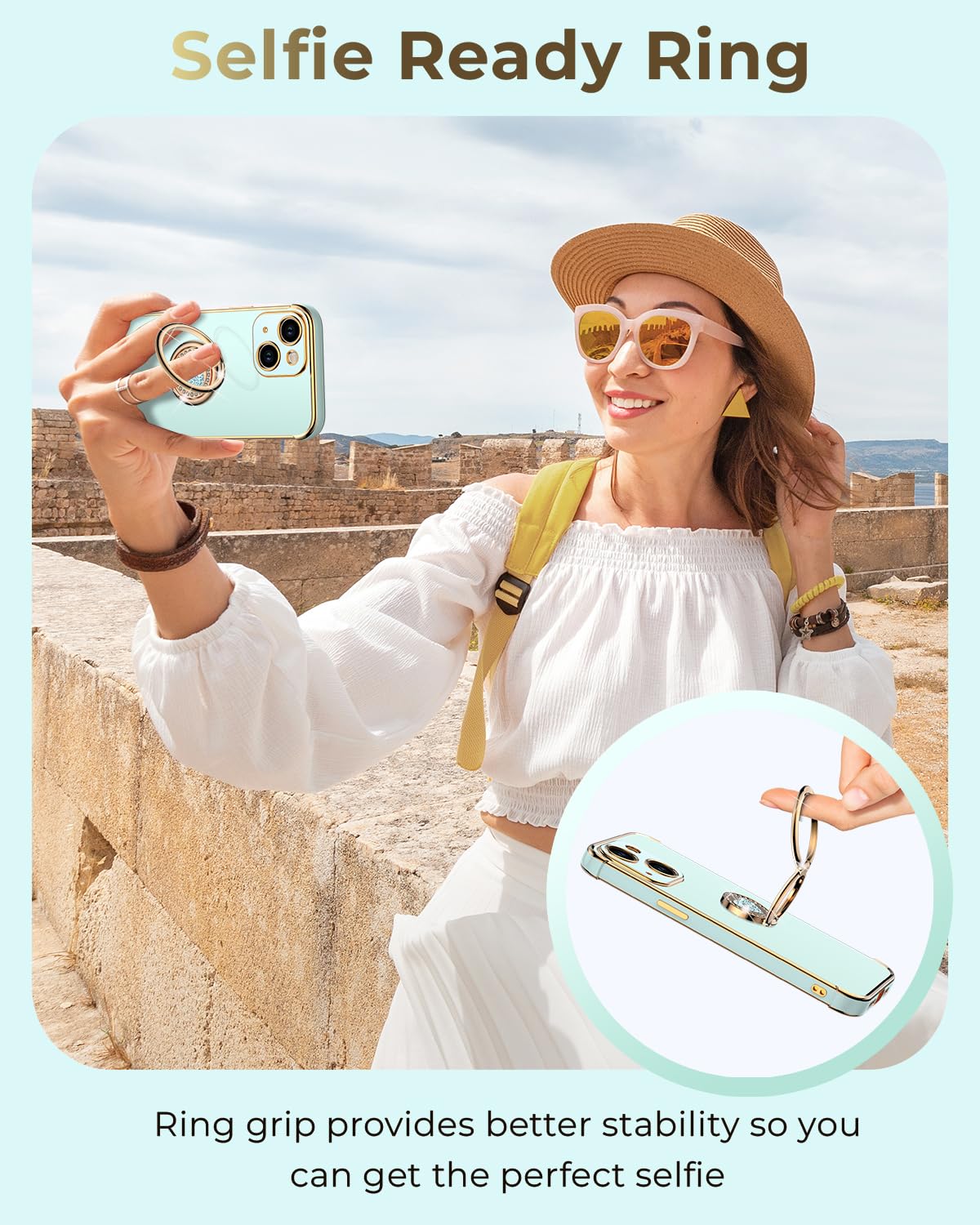 Xyz For Iphone 14 Plus Case With Stand, Phone Case With Double Ring Kickstand, Women Girl Cute Love Heart Luxury Bling Protectiv