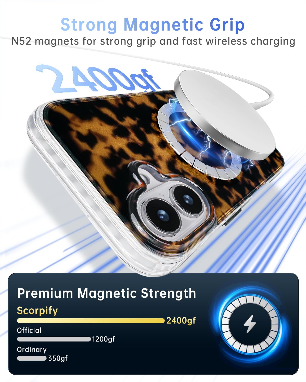 Scorpify For Iphone 16 Case [Compatible With Magsafe] With Brown Tortoise Shell Design, Cute Brown Magnetic Phone Cover For Wome