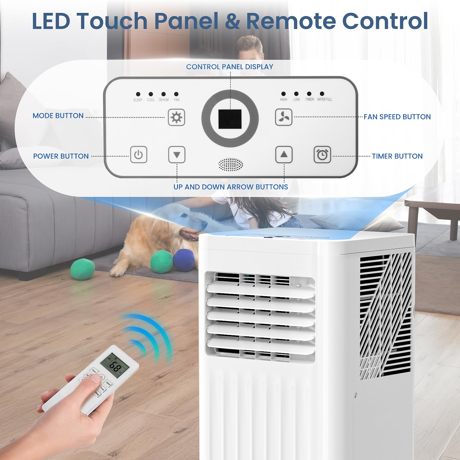 Zafro Portable Air Conditioners, 10000 Btu, 3 In 1 Portable Ac Unit With Window Kits, Fan & Dehumidifier Modes, Cools Up To 450