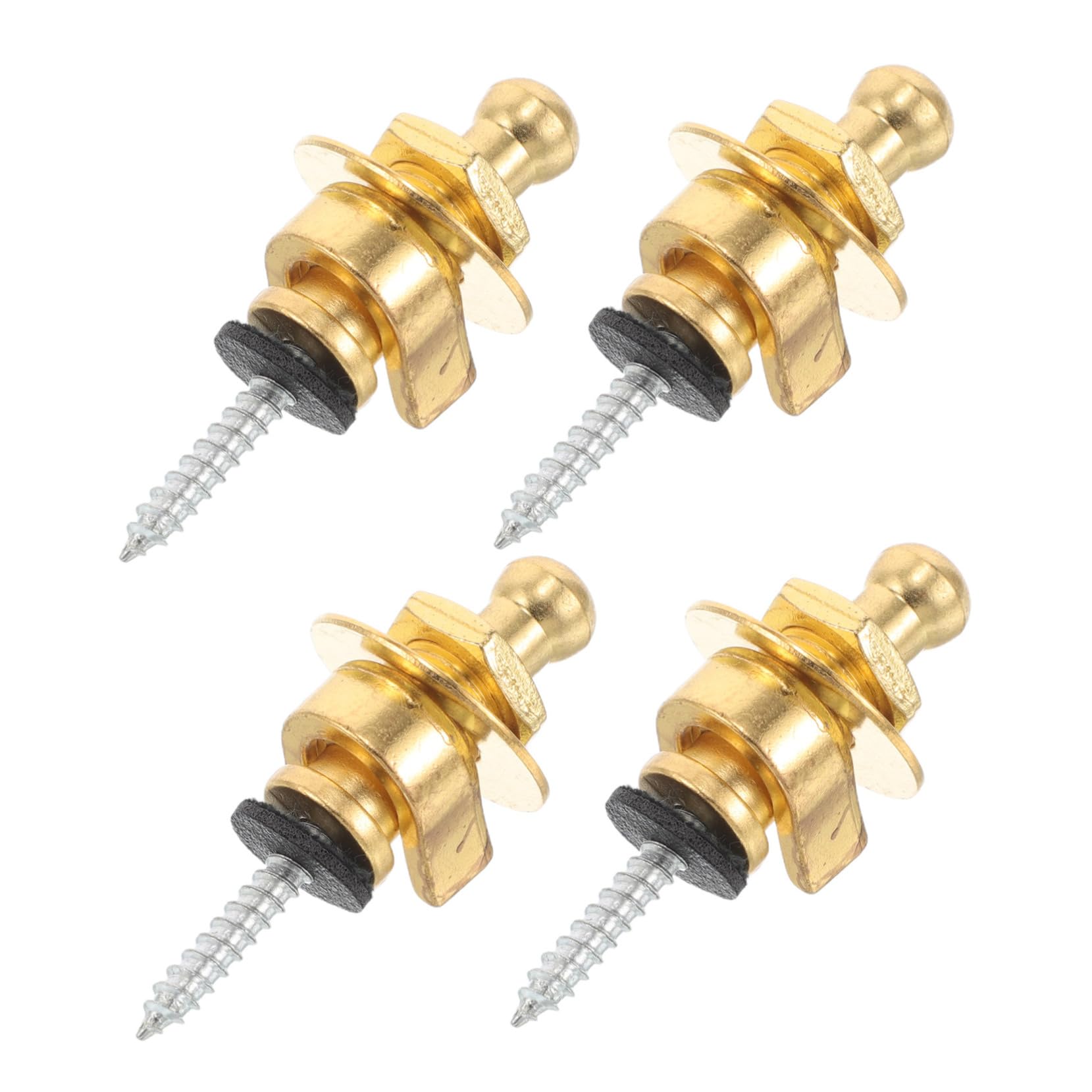 Kisangel 4pcs Guitar Strap Lock Heavy Duty Metal Security Strap Locks for Electric Bass Guitars Easy to Install Gold Finish Reli