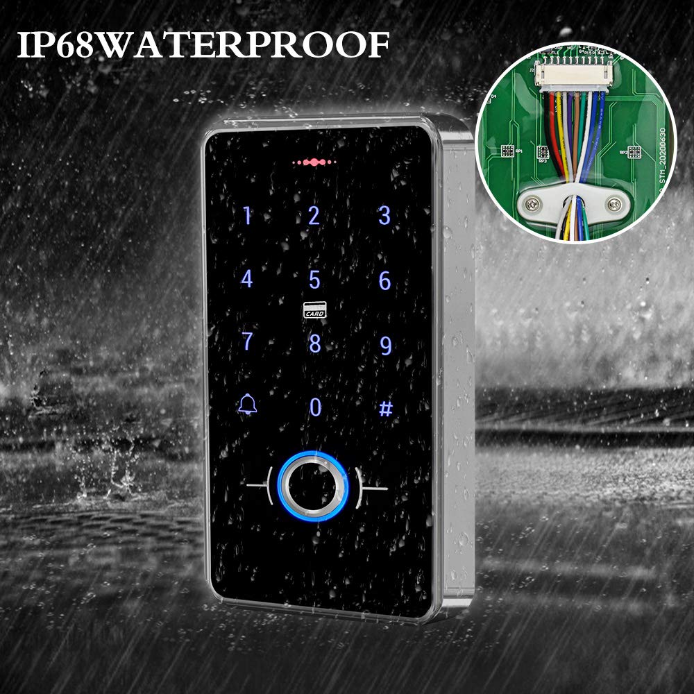 Hfeng Outdoor Ip68 Waterproof Rfid Access Control Keypad Fingerprint Biometrics Access Controller Wg26/34 Card Reader + 10Pcs 13