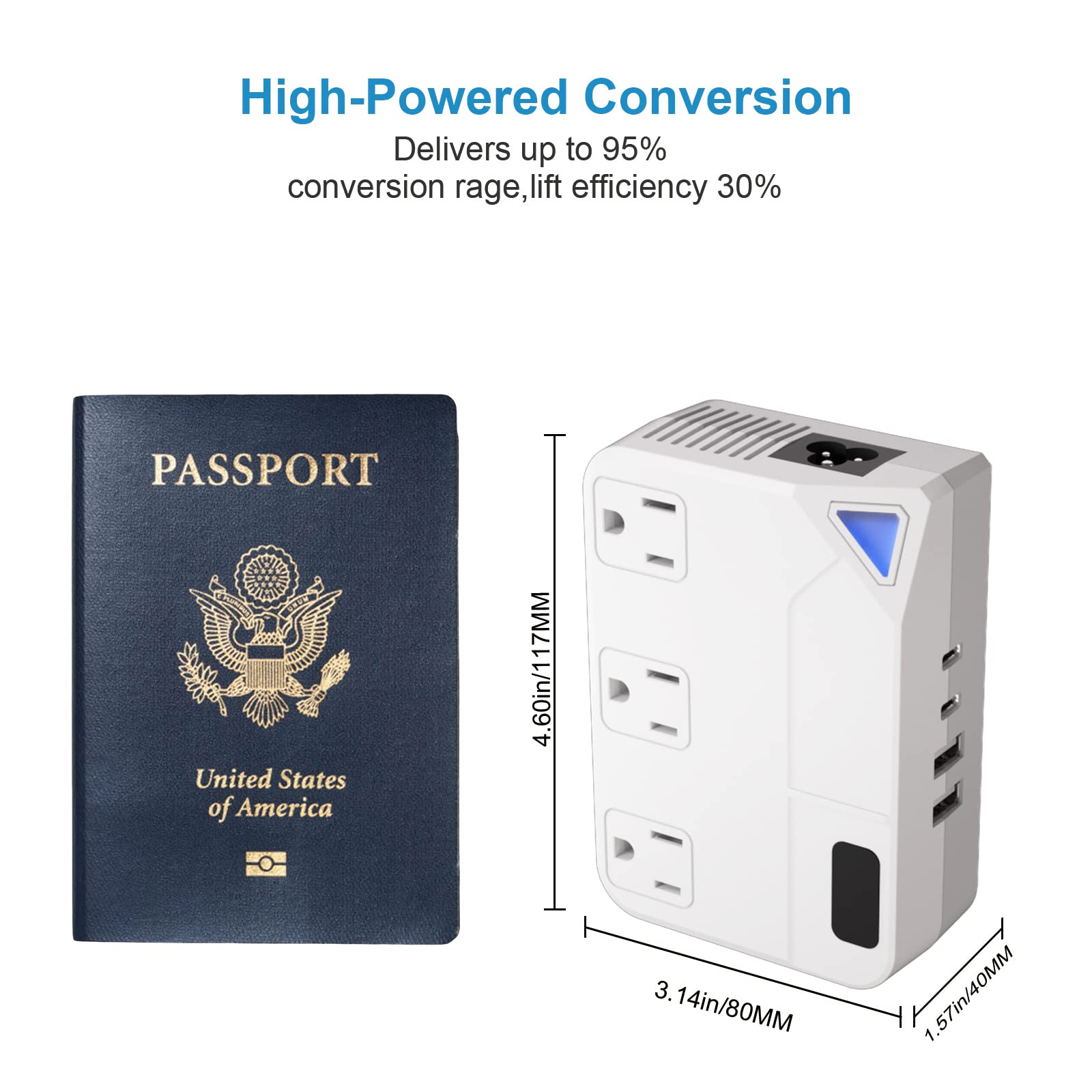 Travel Voltage Converter Step Down, 250W International Power Adapter For Hair Straightener/Curling Iron, Including Uk/Us/Eu/Au/I