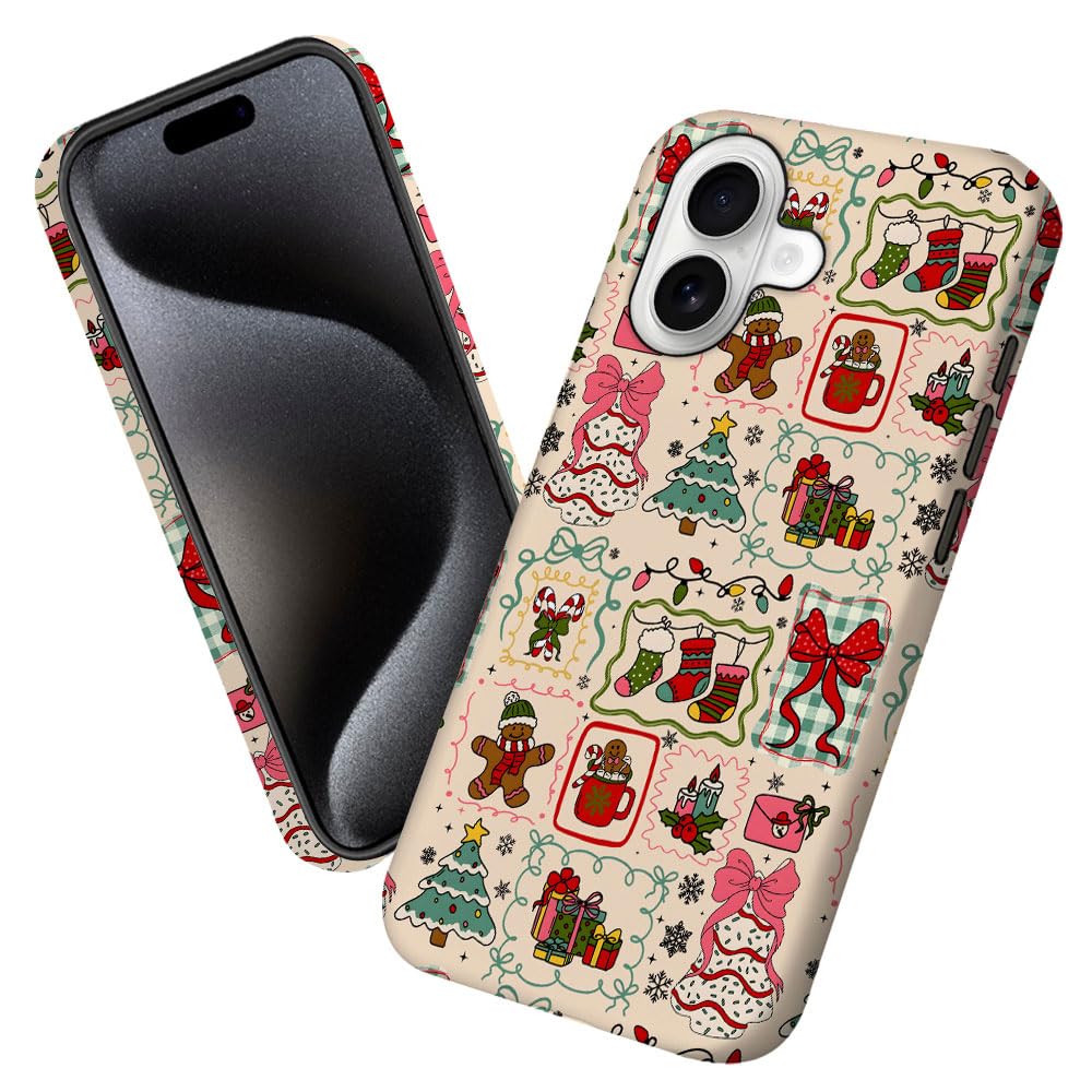 Case for iPhone 17,Christmas Tree Gingerbread Man Phone Case Military-Grade Drop Protection Cover for Women Girl - Frosted