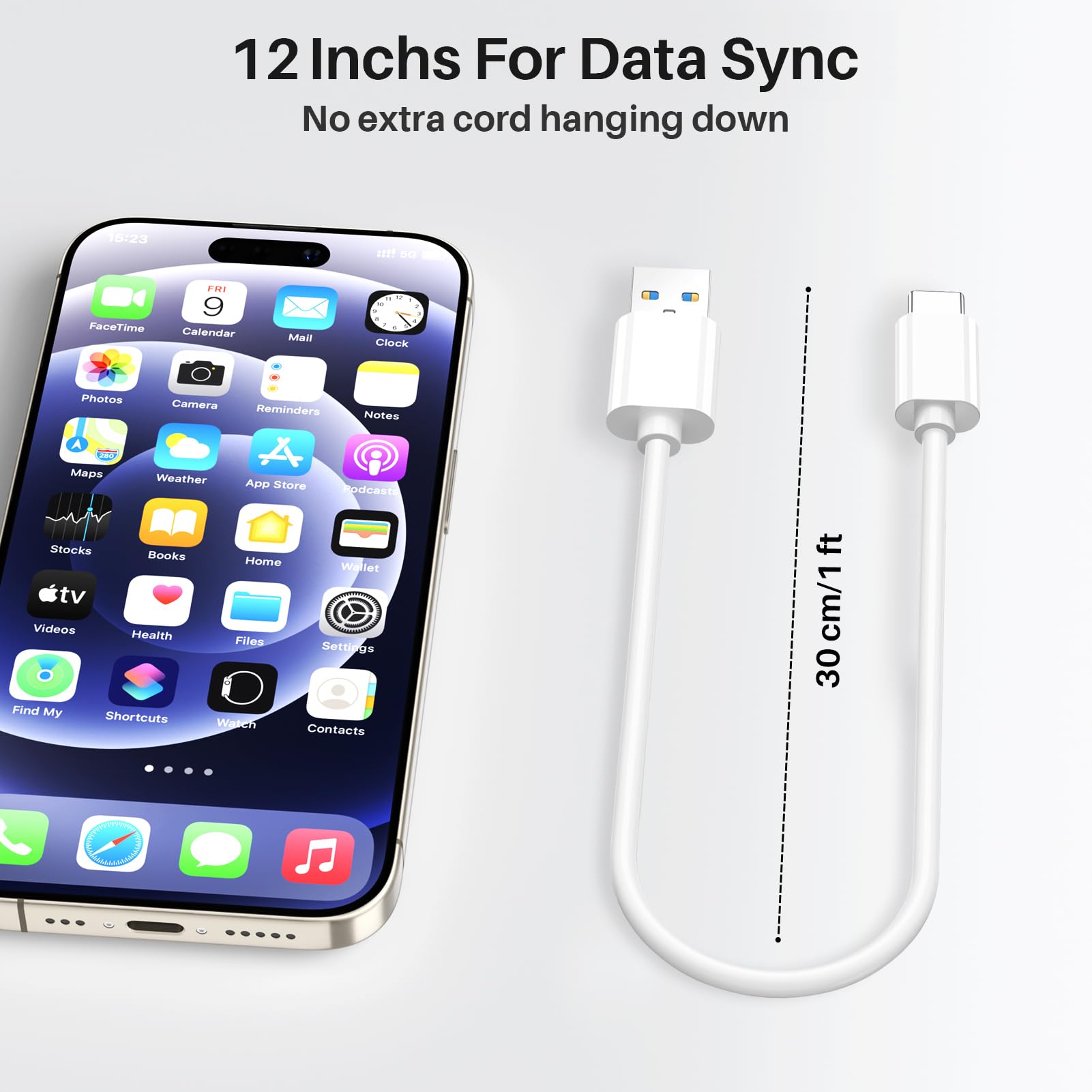 1Ft Usb A To Usb C Cable,Usb 3.1/3.2 Cable 10Gbps High Speed Data Sync And Qc 3.0 60W Fast Charging For Macbook Pro,Ipad Pro Air