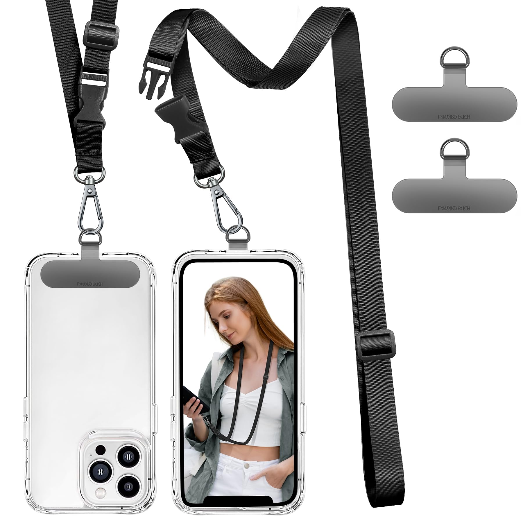 Rocontrip Phone Lanyard Universal Crossbody Cell Phone Strap Multifuctional Nylon Patch Adjustable Neck Strap For Women Men Trav
