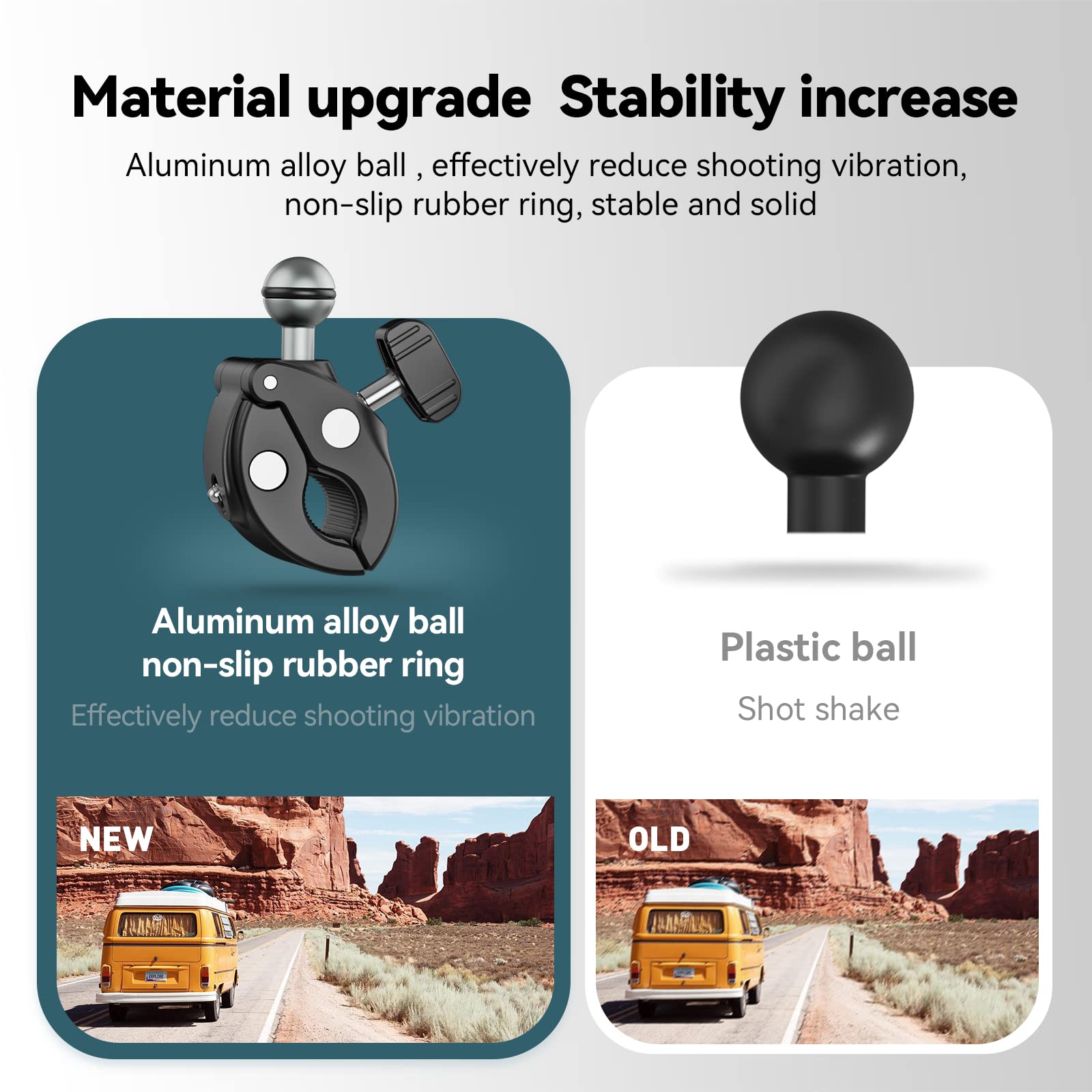 Camera Clamp Mount Bike Motorcycle Handlebar Holder, 360 Ball Joint Bicycle Cycling Tube Bar Attach For Gopro Max Hero 13 12 11 10 9 8 Insta360 X3 X4 Ace Pro Dji Action 3 4 5 Pro Pocket 3 Accessories