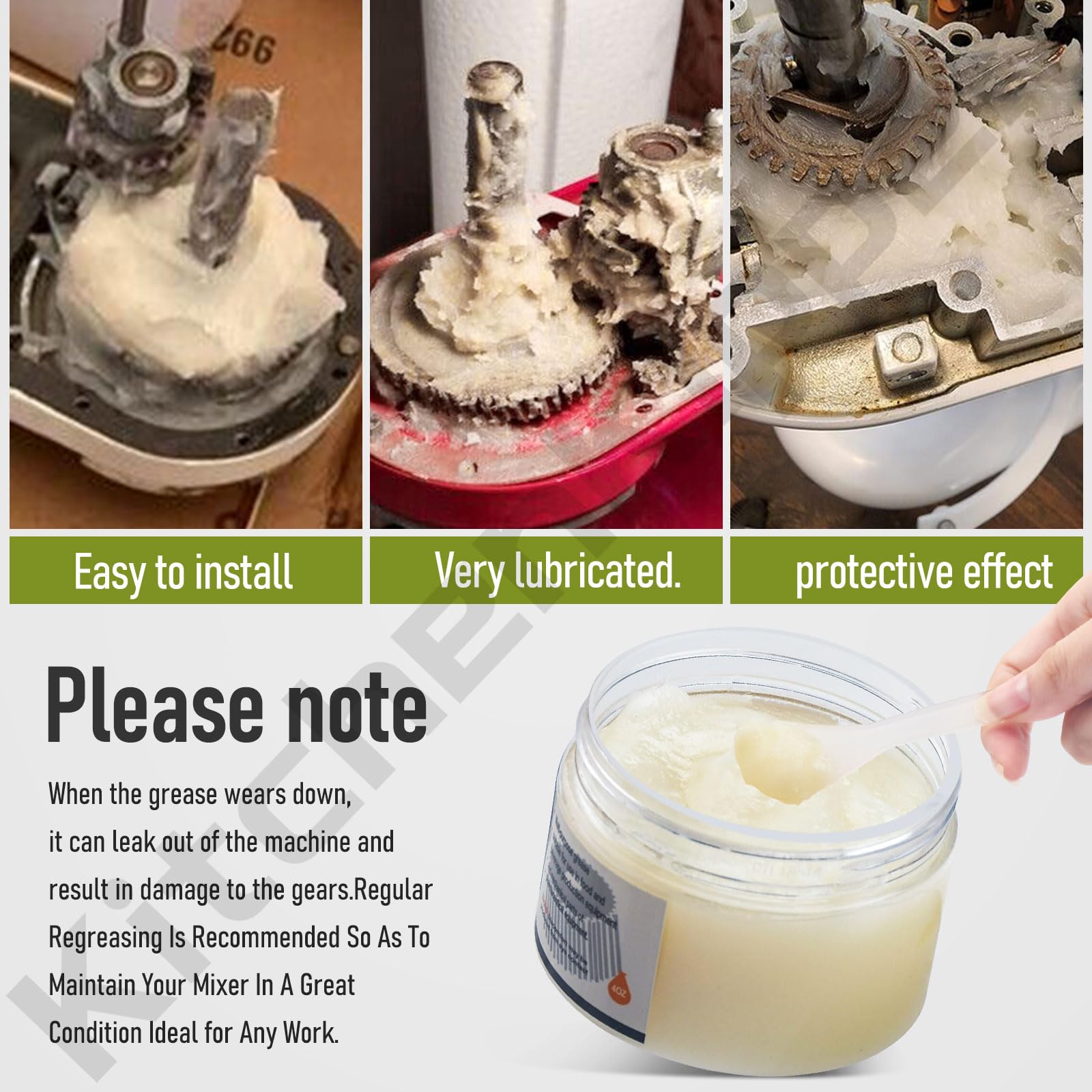 4 Oz Food Grade Grease For Kitchenaid Stand Mixer, Universally Compatible With Most Stand Mixers   Equipped With Gasket & Spatula   Pack Of 1 Can