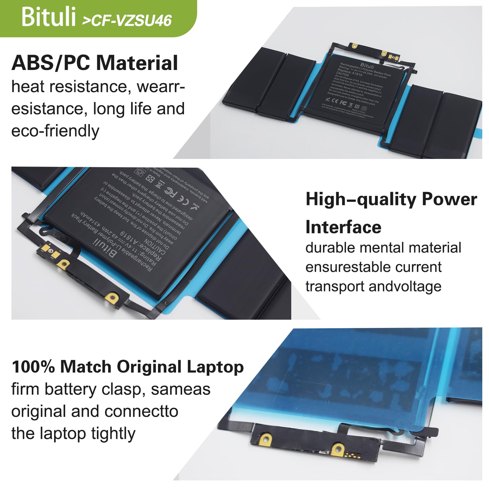 Bituli A1706 A1819 Battery Replacement Laptop Battery Compatible With Mac Book Pro 13 Inch [Late 2016 Year, Mid 2017 Year], Emc