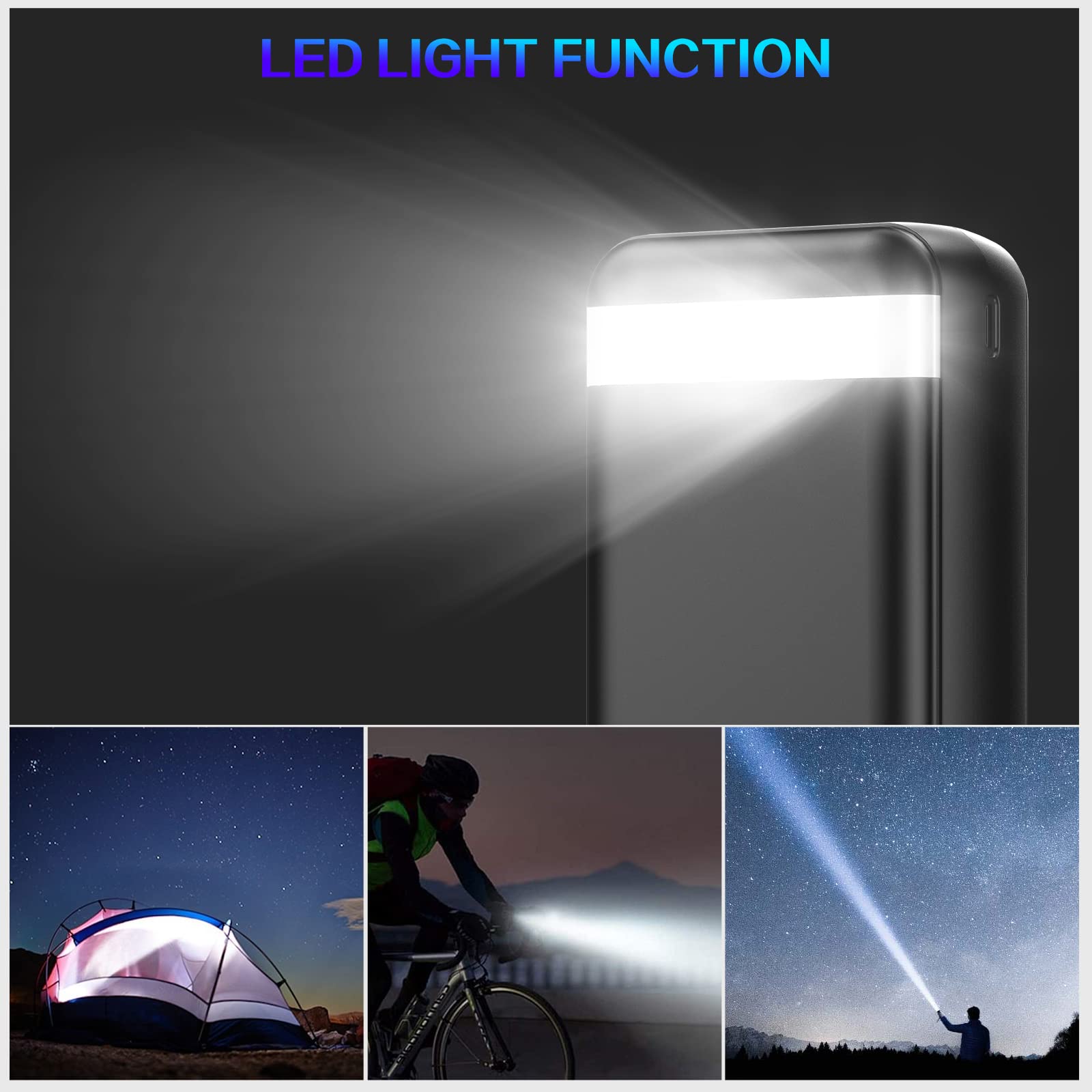 Poiytl Power Bank 50000Mah 22.5W Fast Charging Portable Charger With Flashlight, 3 Outputs & 2 Inputs Huge Capacity External Bat