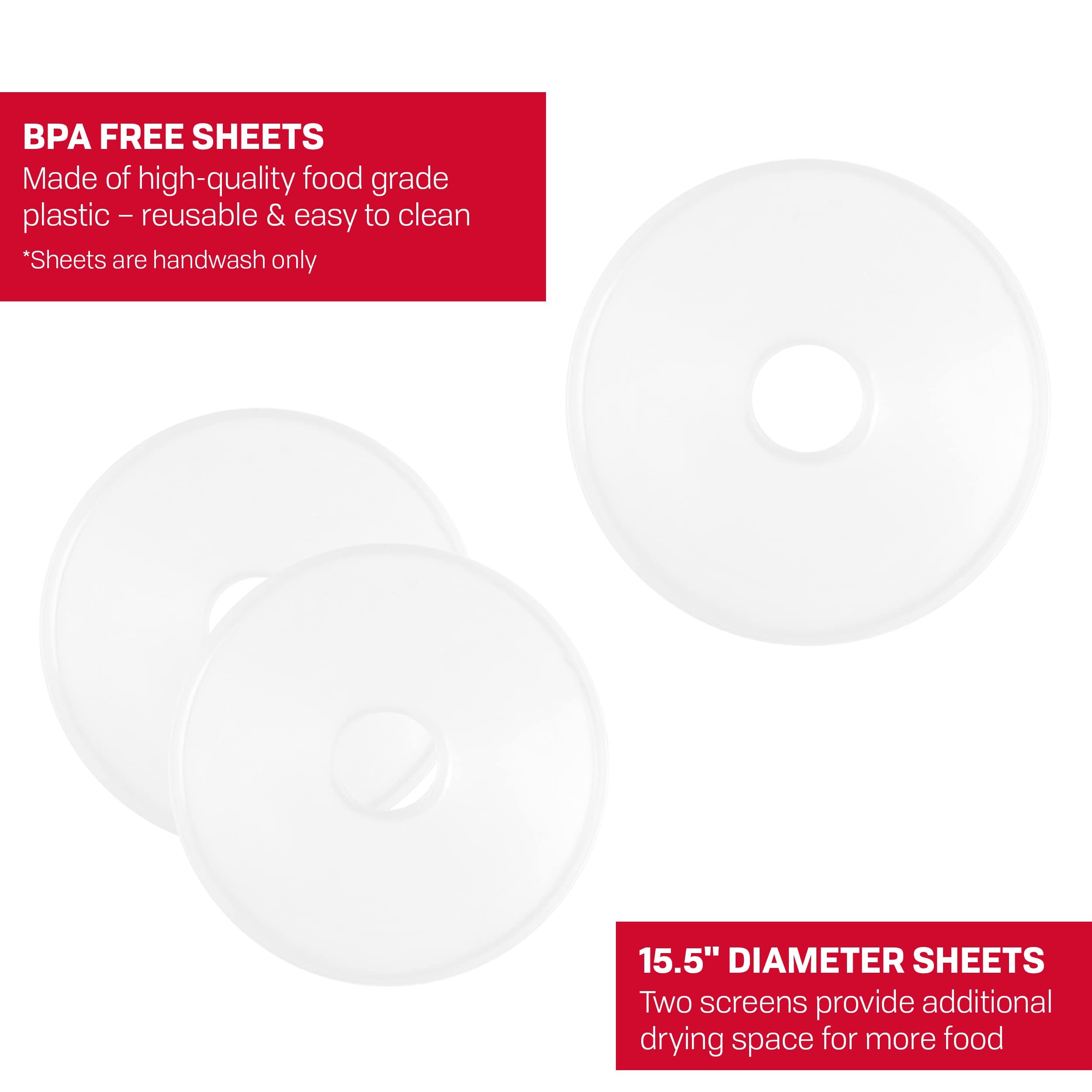 Nesco Sld 2 6 American Harvest 13.75'' Fruit Roll Sheet For Nesco Food Dehydrators, 2 Count, White