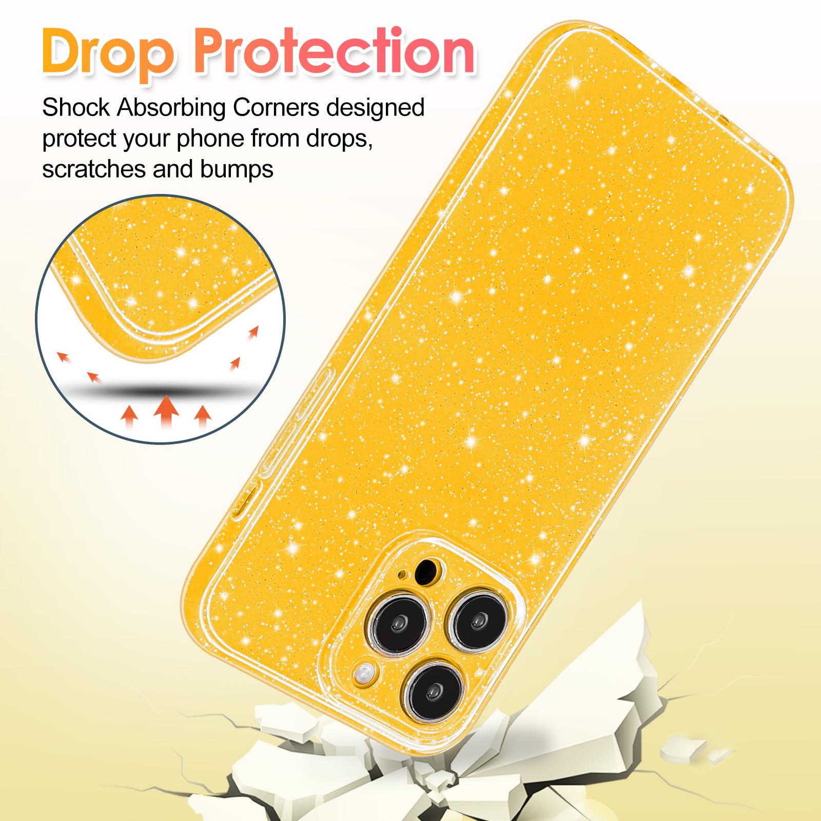 Hython Case For Iphone 14 Pro Max Case Glitter Cute Sparkly Shiny Bling Sparkle Phone Cases 6.7'', Thin Slim Fit Soft Tpu Bumper