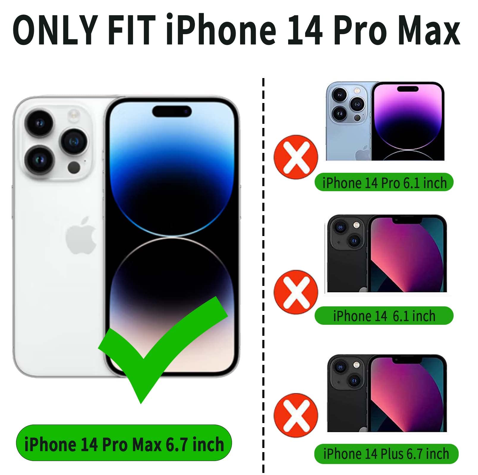 Vanavagy Wallet Case Compatible For Iphone 14 Pro Max For Women Men,Pu Leather Flip Folio Phone Case Cover Fits Magnetic Car Mou