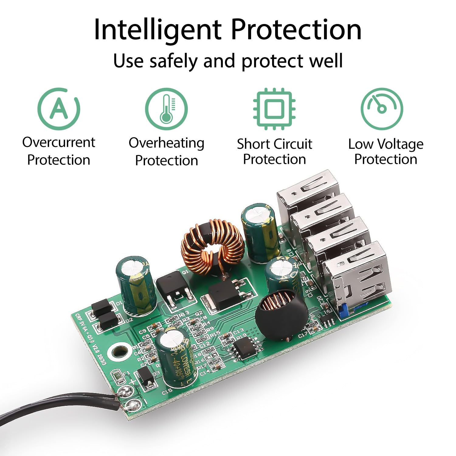 Lemotech Dc Converter With Battery Clip 12V 24V To 5V Step Down 4 Port Usb Power Adapter Charger Portable For Iphone Ipad Androi