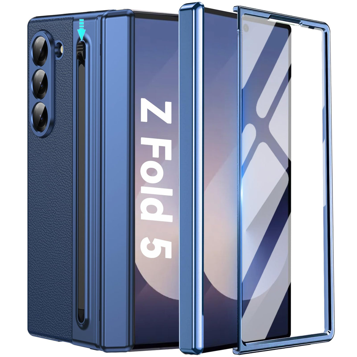 Deekeewe Case For Samsung Galaxy Z Fold 5 With Screen Protector & Hinge Protection,Slim Fit Leather Protective Phone Cover With 