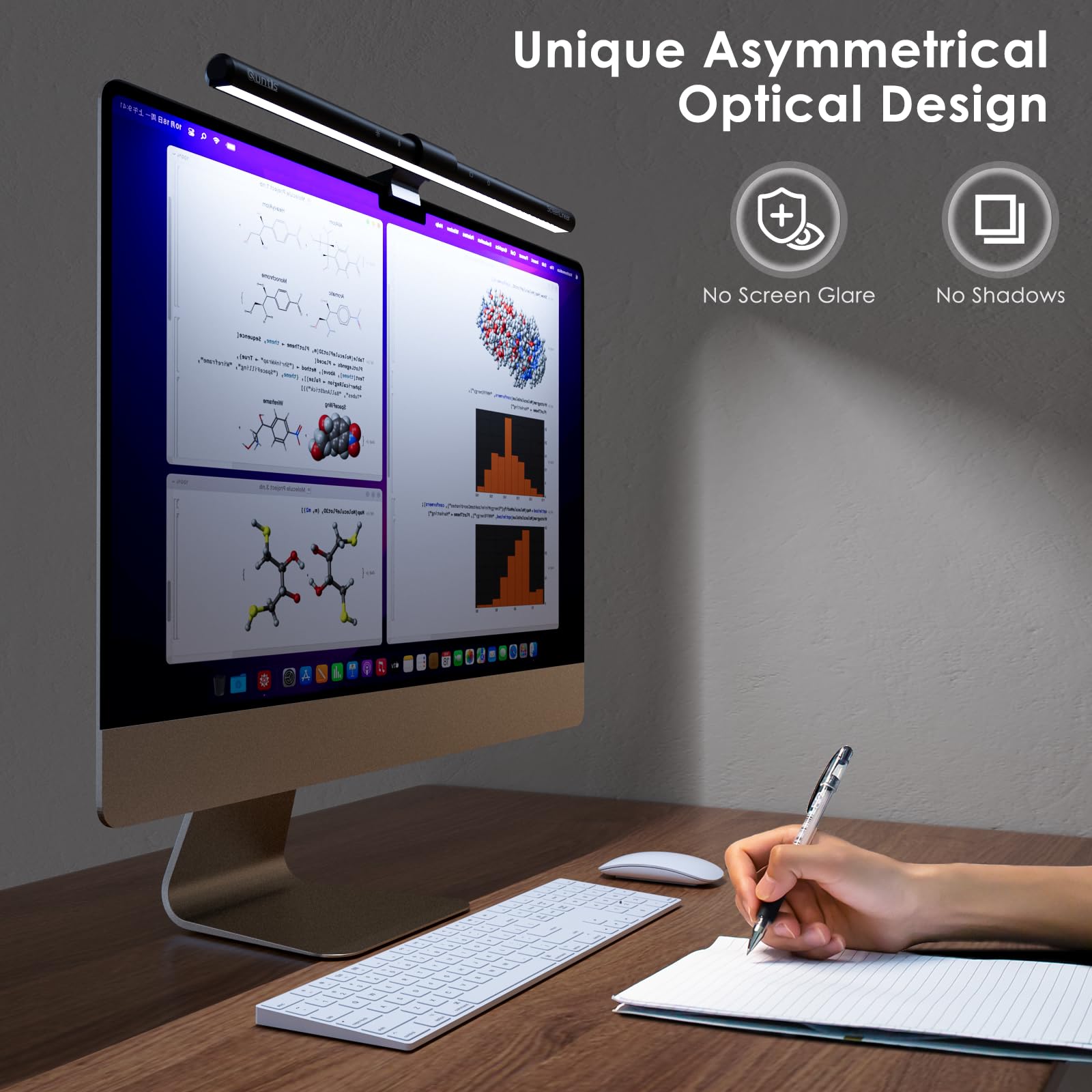 Quntis Computer Monitor Lamp, Screen Monitor Light Bar For Eye Caring, Usb Reading Led Task Lamp With Auto Dimming, Dimmable Lam