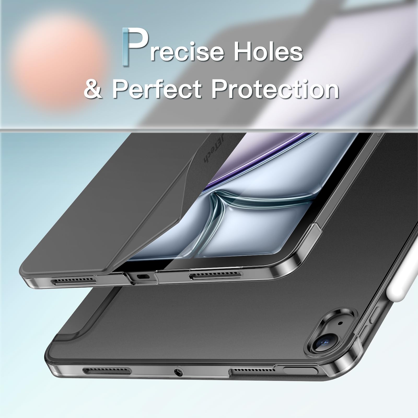 Jetech Case For Ipad Air 13-Inch M2 (2024), Slim Stand Hard Back Shell Smart Cover With Auto Wake/Sleep (Space Gray)