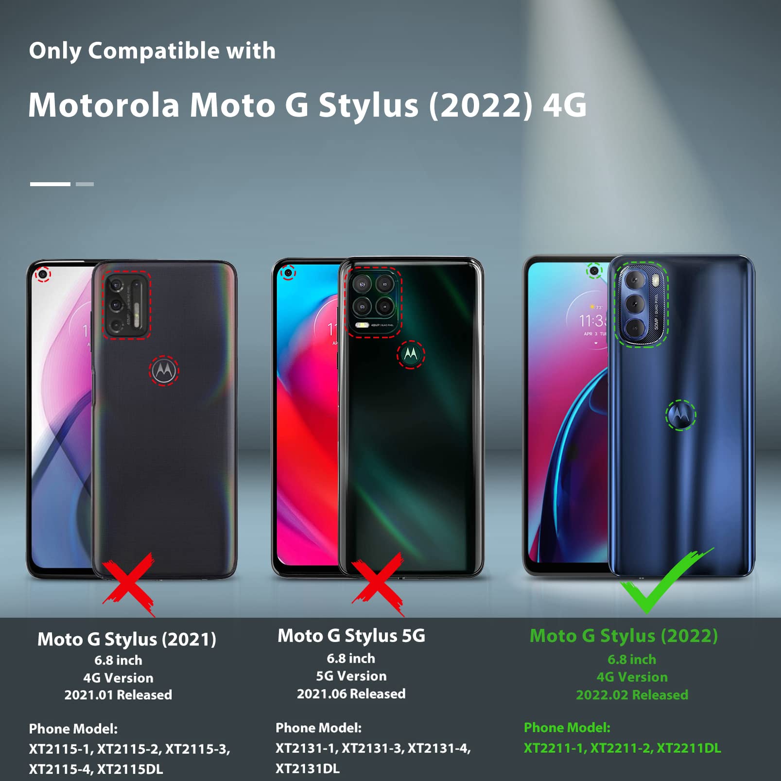 BNIUT Phone Case for Motorola Moto G Stylus 4G 2022 Dual Layer Heavy Duty Shockproof TPU PC Black Matte
