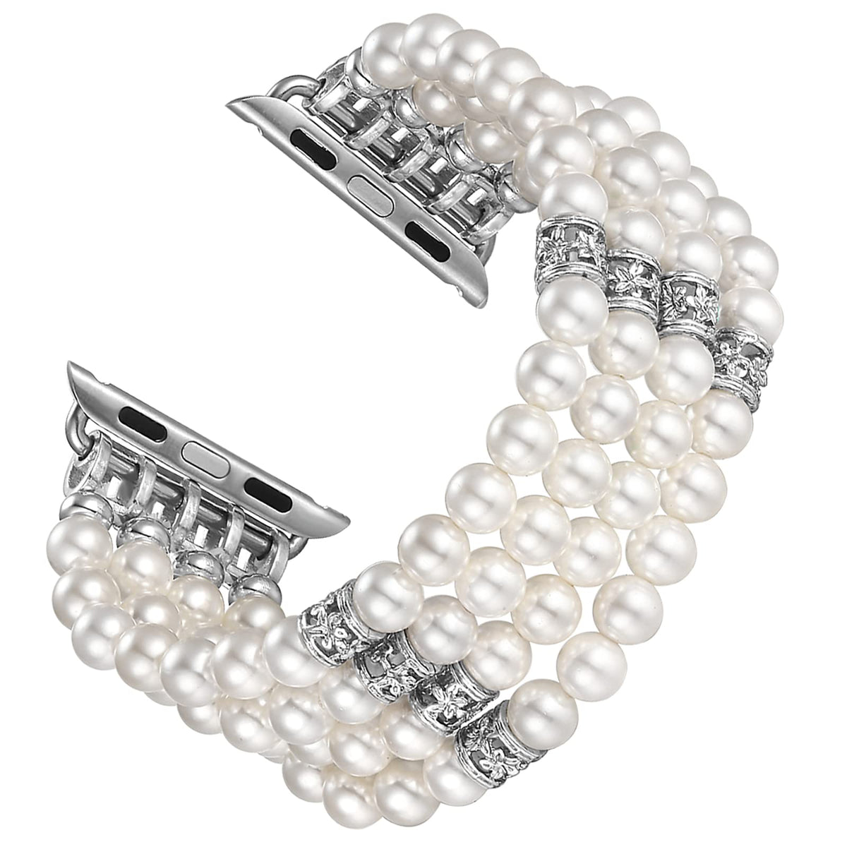 Fastgo Compatible With Pearl Apple Watch Bands 38Mm 40Mm 41Mm Women, Fancy Elastic Beaded Pearl Replacement Band Bracelet For Iw