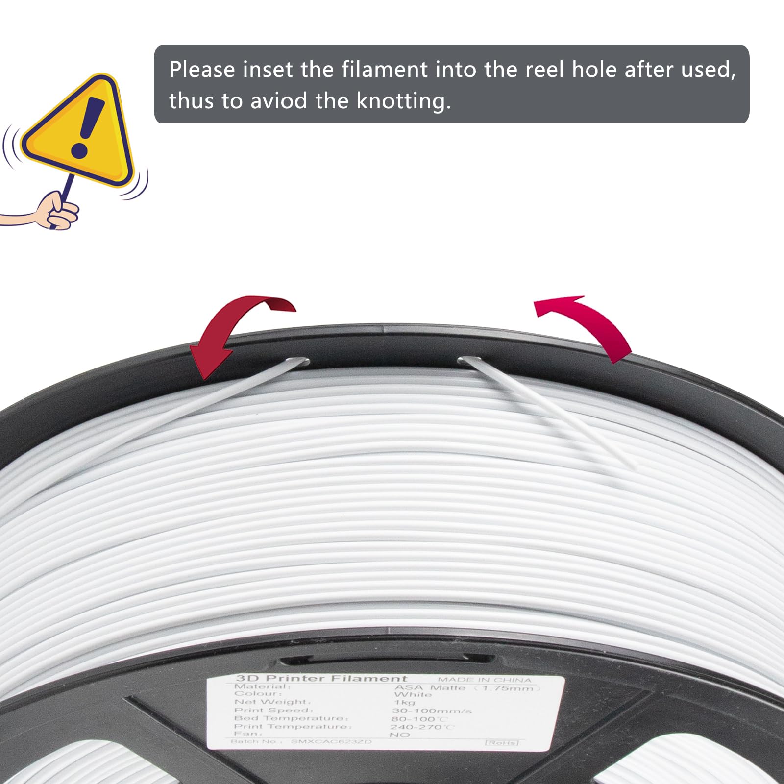 Isanmate Asa Filament 1.75Mm White 1Kg, Uv & Weather Resistant 3D Printer Filament Perfect For Outdoor Functional Parts, Dimensi