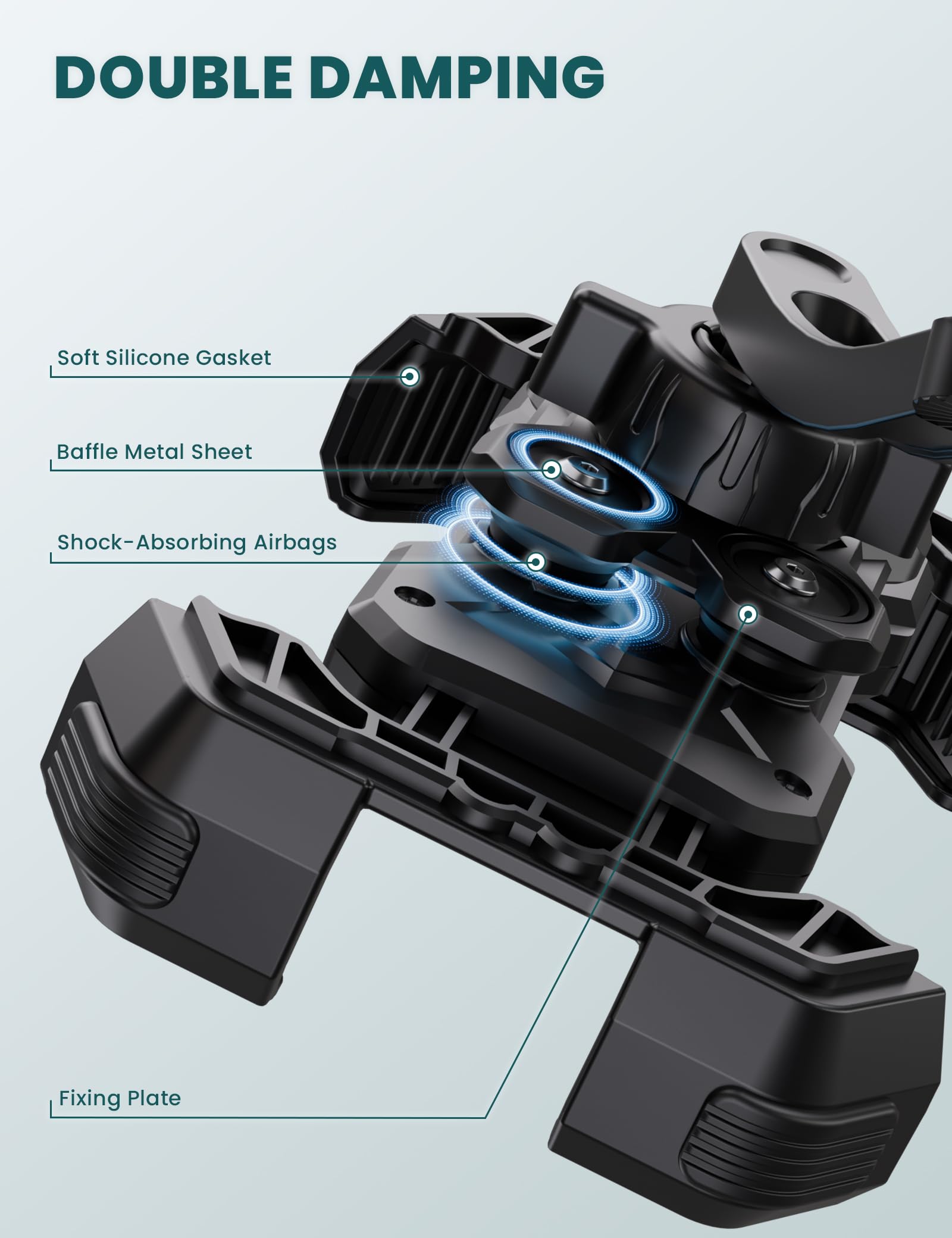 Grefay Motorcycle Phone Mount Holder 2025 [Dual Vibration Dampener] - Phone Holder For Motorcycle Rearview Mirror With 360 Rotat