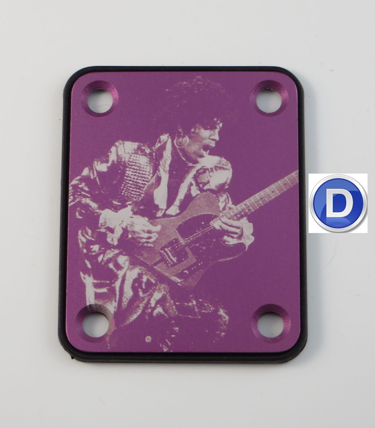 Prince Tribute Purple Guitar Neck Plate   Choose Design   Custom Engraved   Standard 4 Bolt