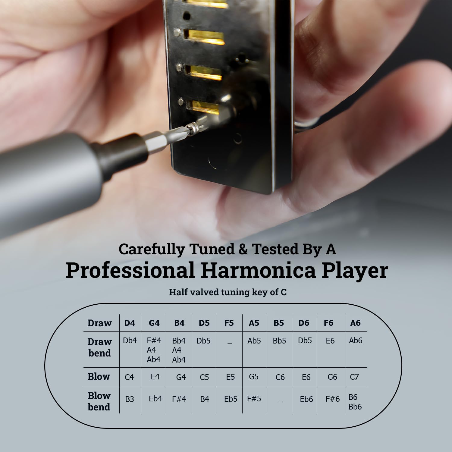 Harmo Polar Diatonic Harmonica Key Of C   Half Valved Design For Extended Bends, Ideal For Swing, Bebop, And Blues   Mouth Organ